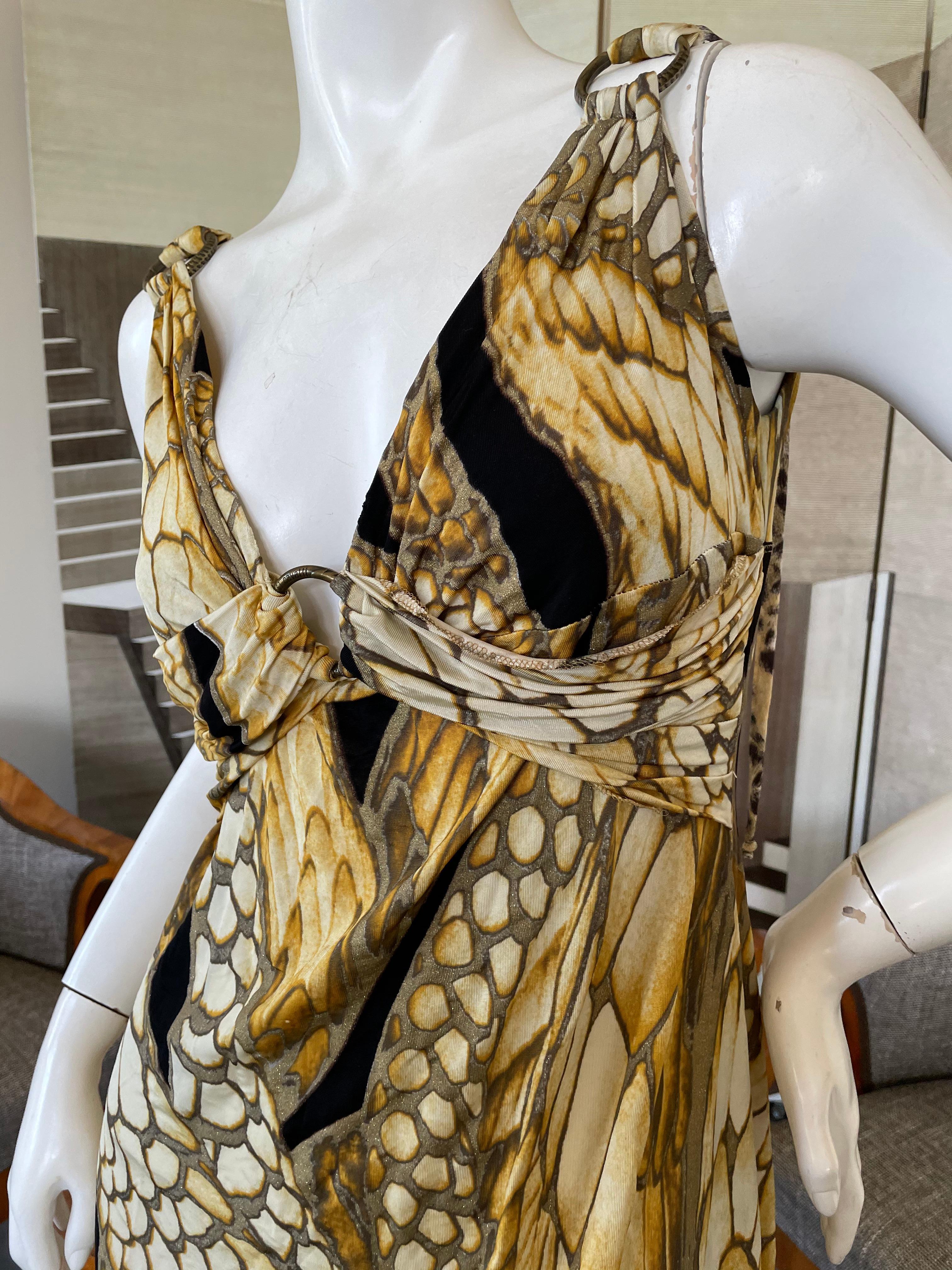 Women's or Men's Roberto Cavalli for Just Cavalli Snake Print Dress with Brass Rings For Sale