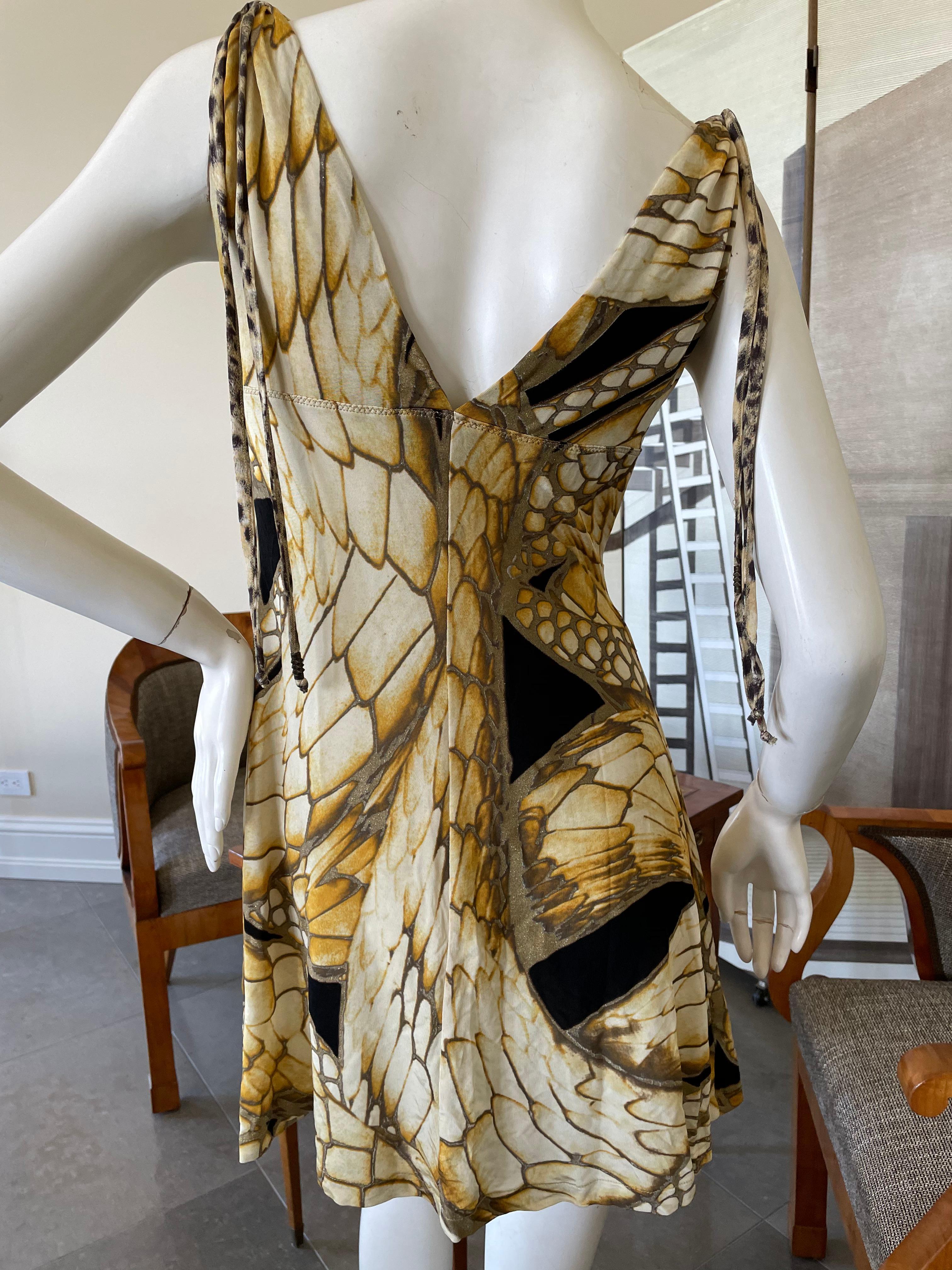 Roberto Cavalli for Just Cavalli Snake Print Dress with Brass Rings For Sale 1