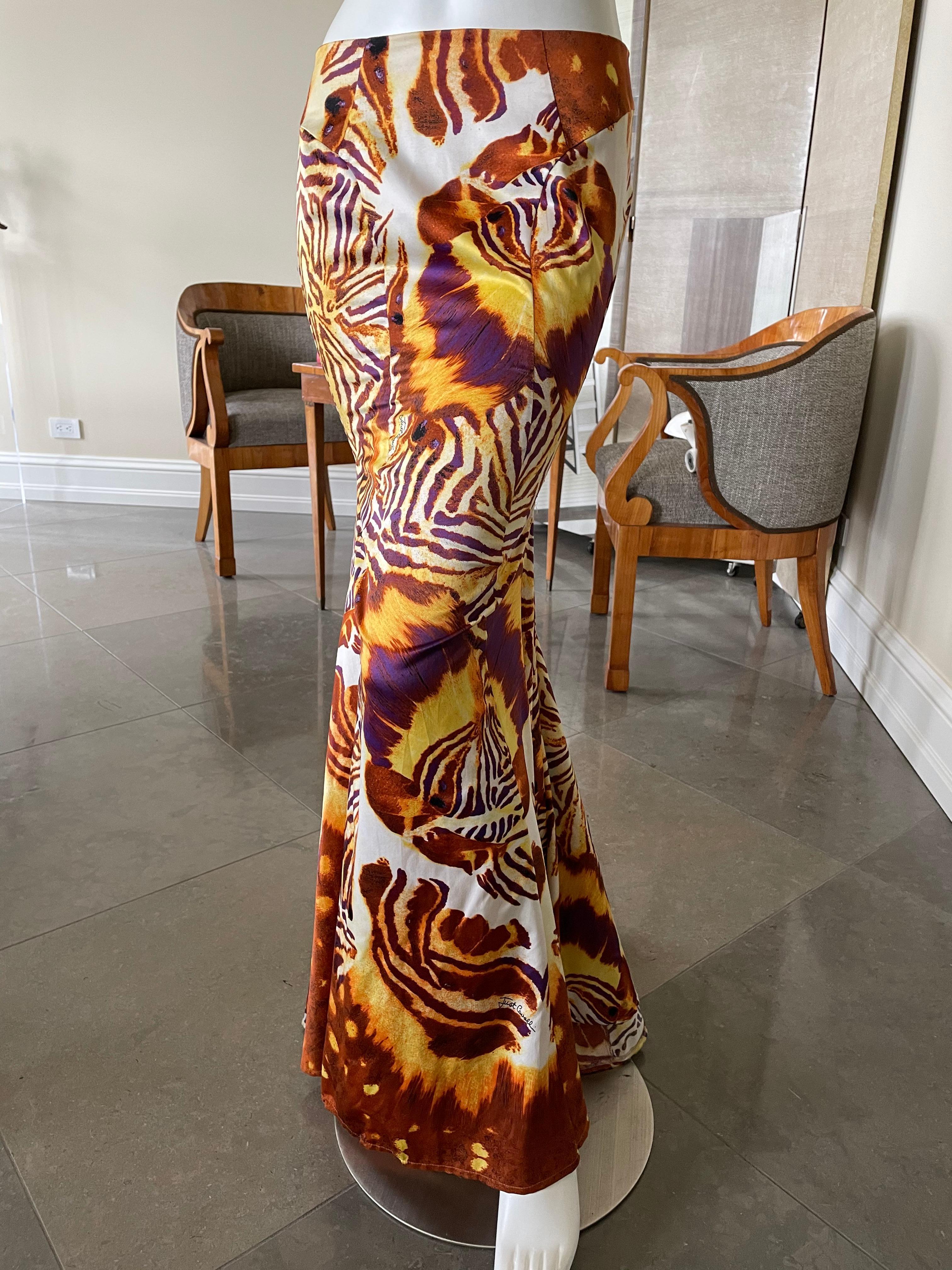Roberto Cavalli for Just Cavalli Vintage Animal Print Fishtail Mermaid Skirt In Excellent Condition In Cloverdale, CA