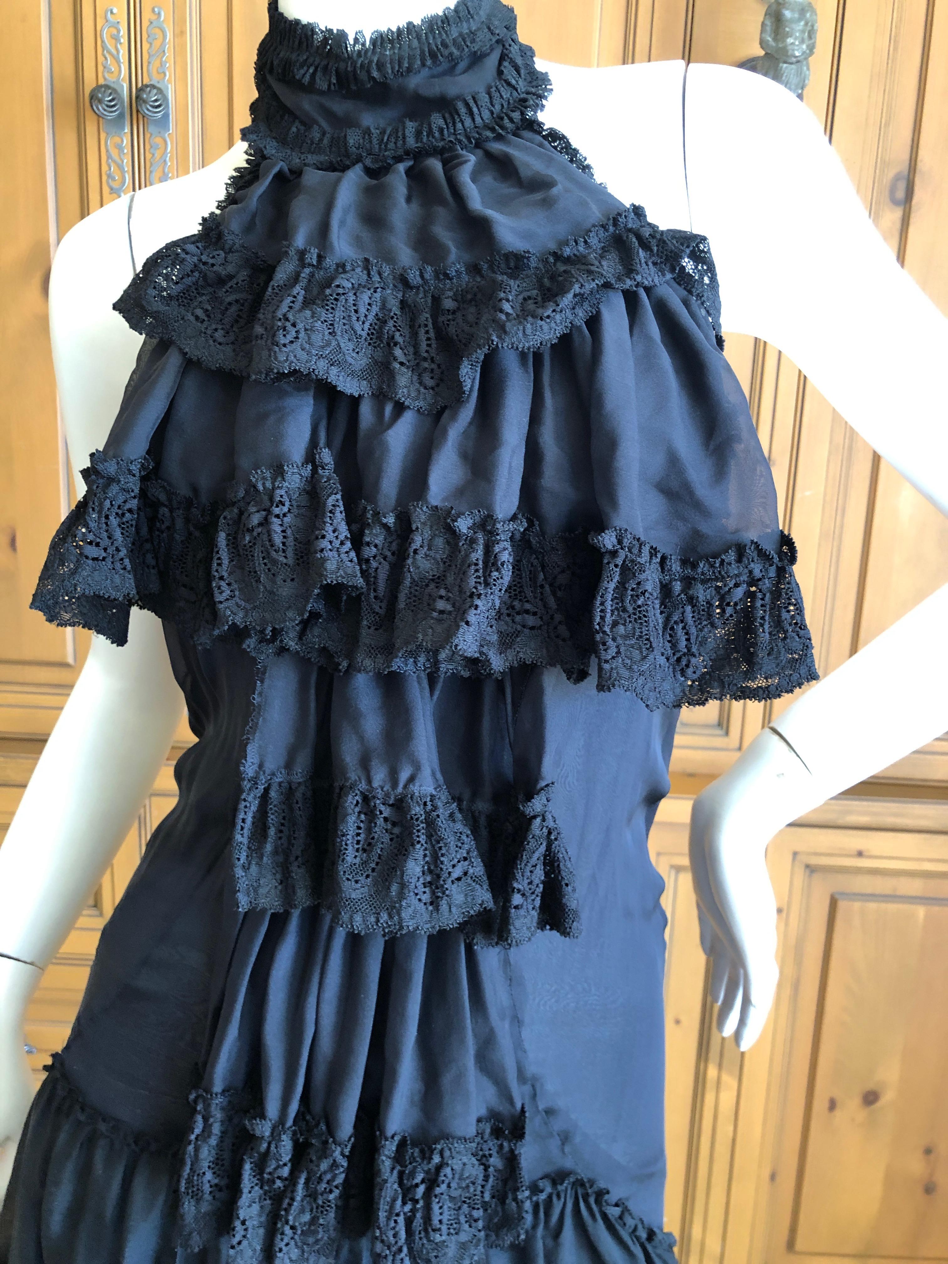 Women's Roberto Cavalli for Just Cavalli Vintage Black Lace Layer Halter Dress