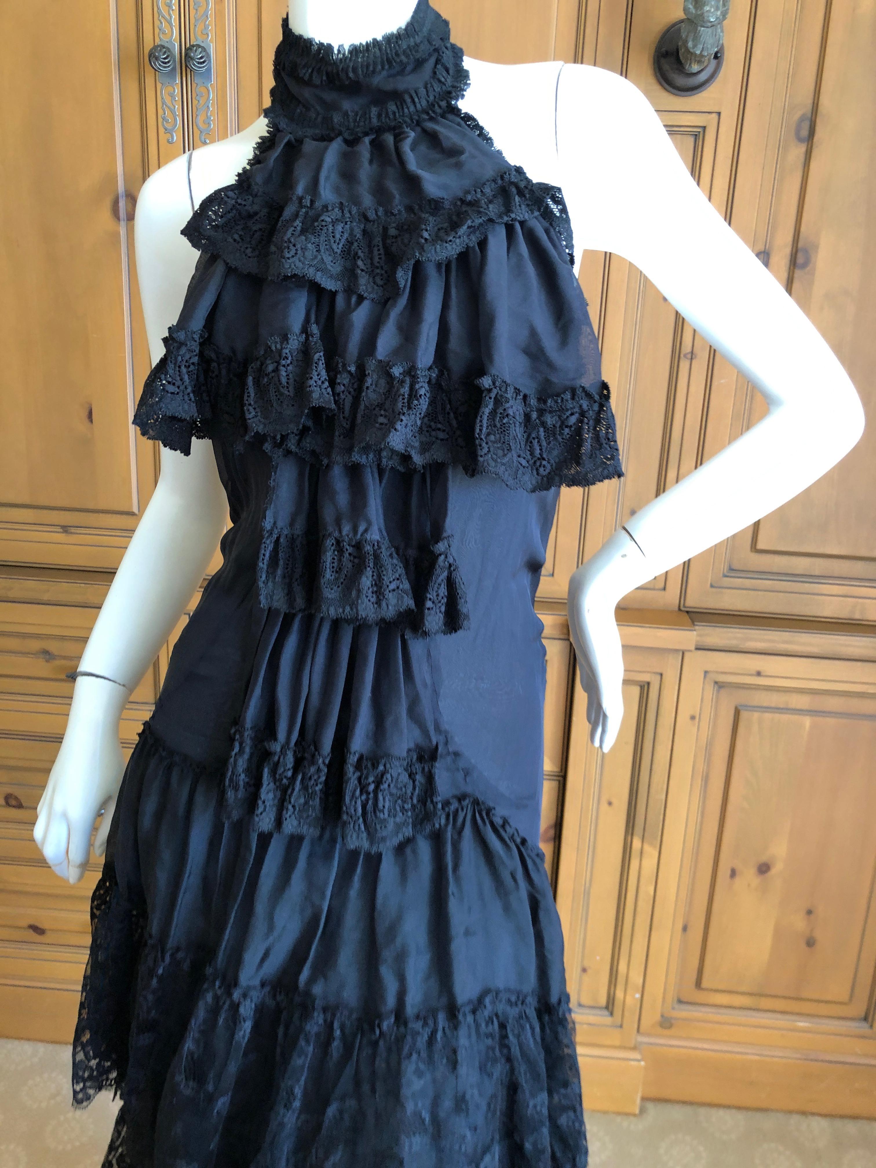 Roberto Cavalli for Just Cavalli Vintage Black Lace Layer Halter Dress 1