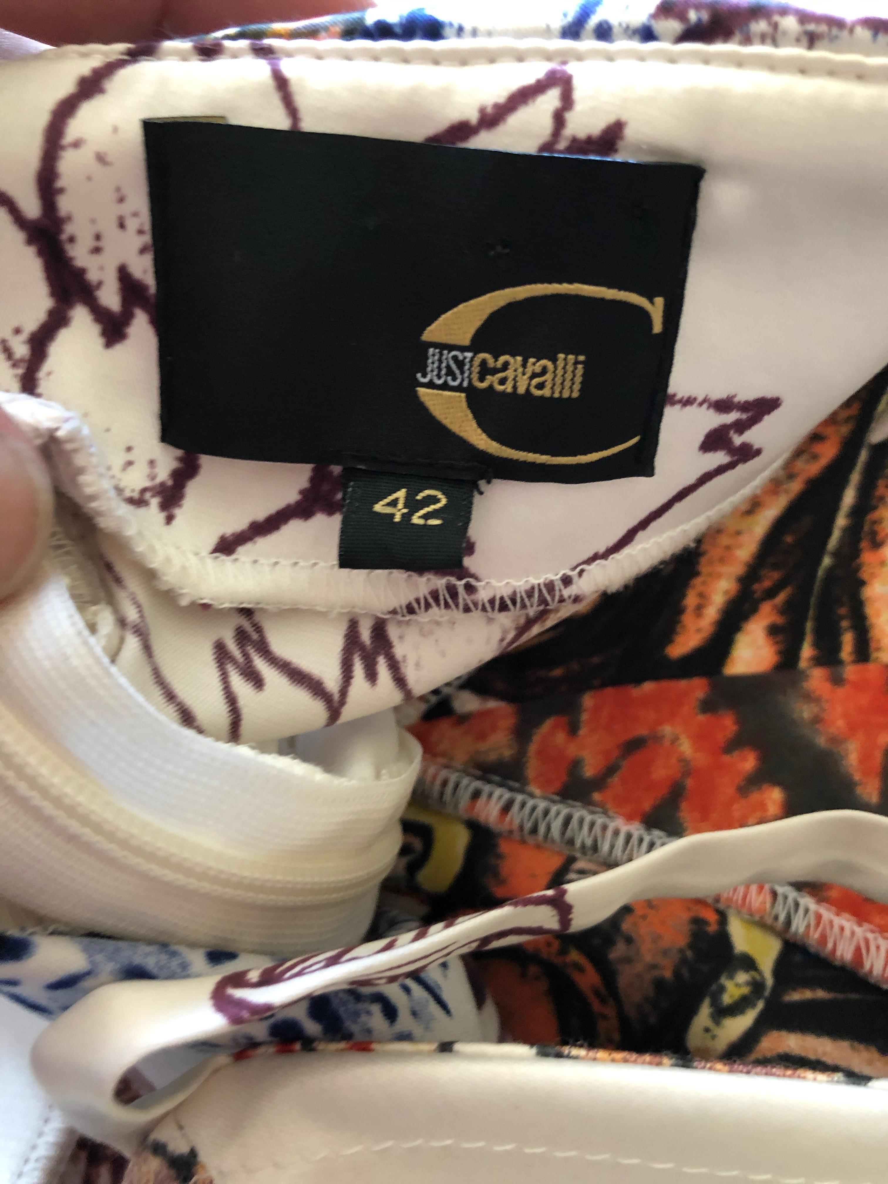 Roberto Cavalli for Just Cavalli  Vintage Butterfly & Floral Silk Evening Dress For Sale 2
