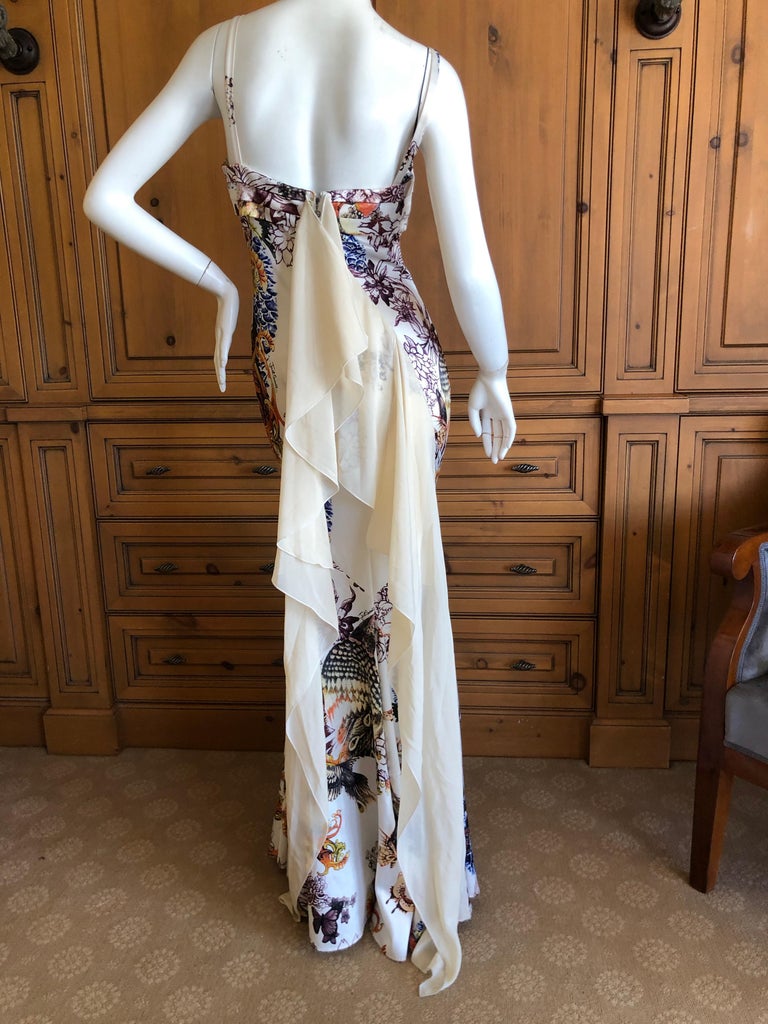 just cavalli silk dress Painting-Print Silk Maxi Dress in Light blue for Women
