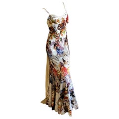 Roberto Cavalli for Just Cavalli  Vintage Butterfly & Floral Silk Evening Dress