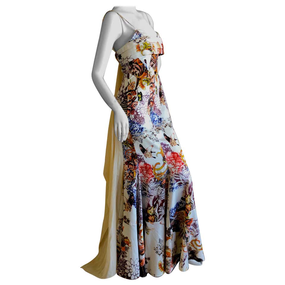 Roberto Cavalli for Just Cavalli Vintage Butterfly and Floral Silk ...