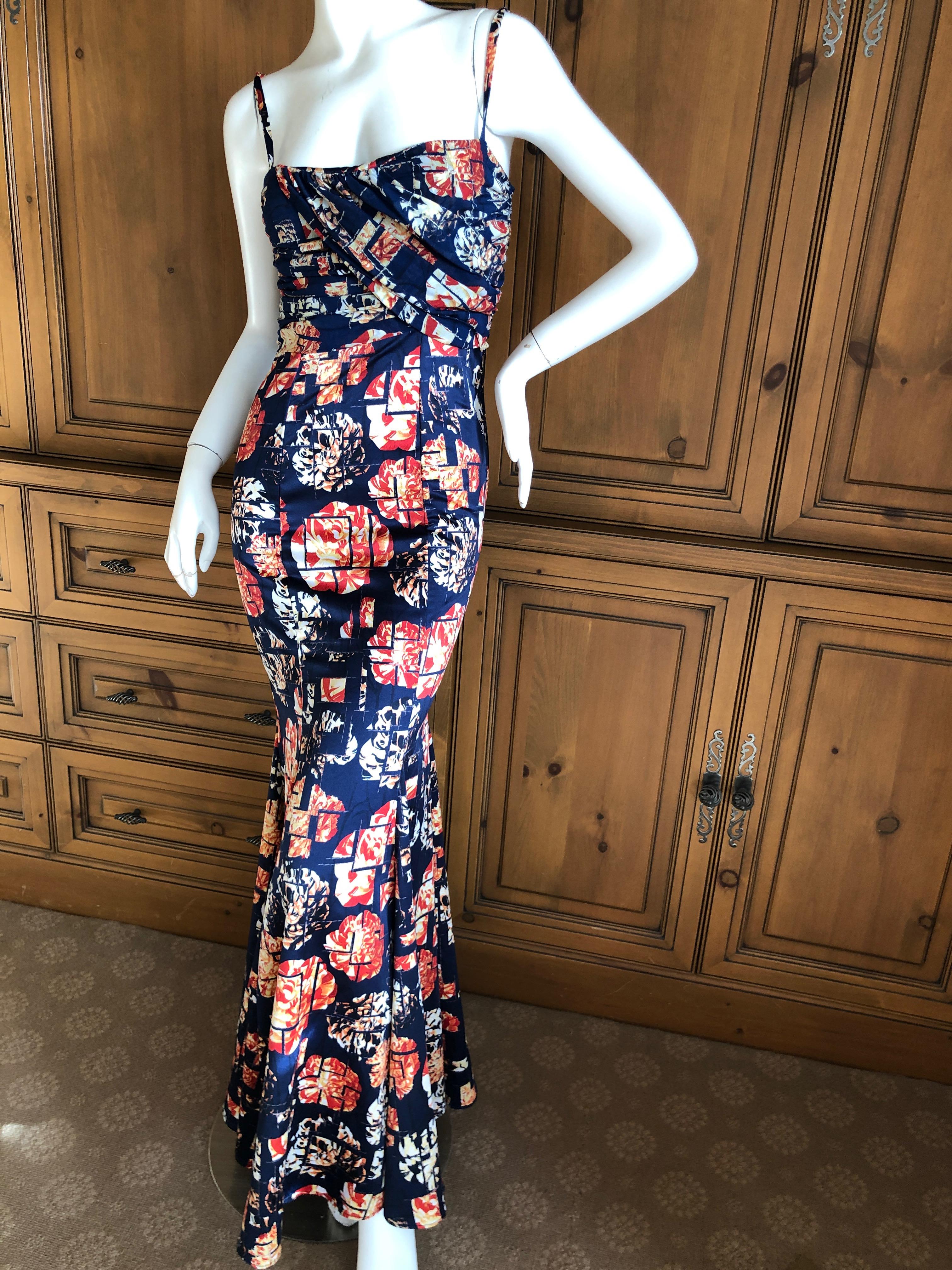 Roberto Cavalli for Just Cavalli  Vintage Floral Evening Dress In Excellent Condition For Sale In Cloverdale, CA