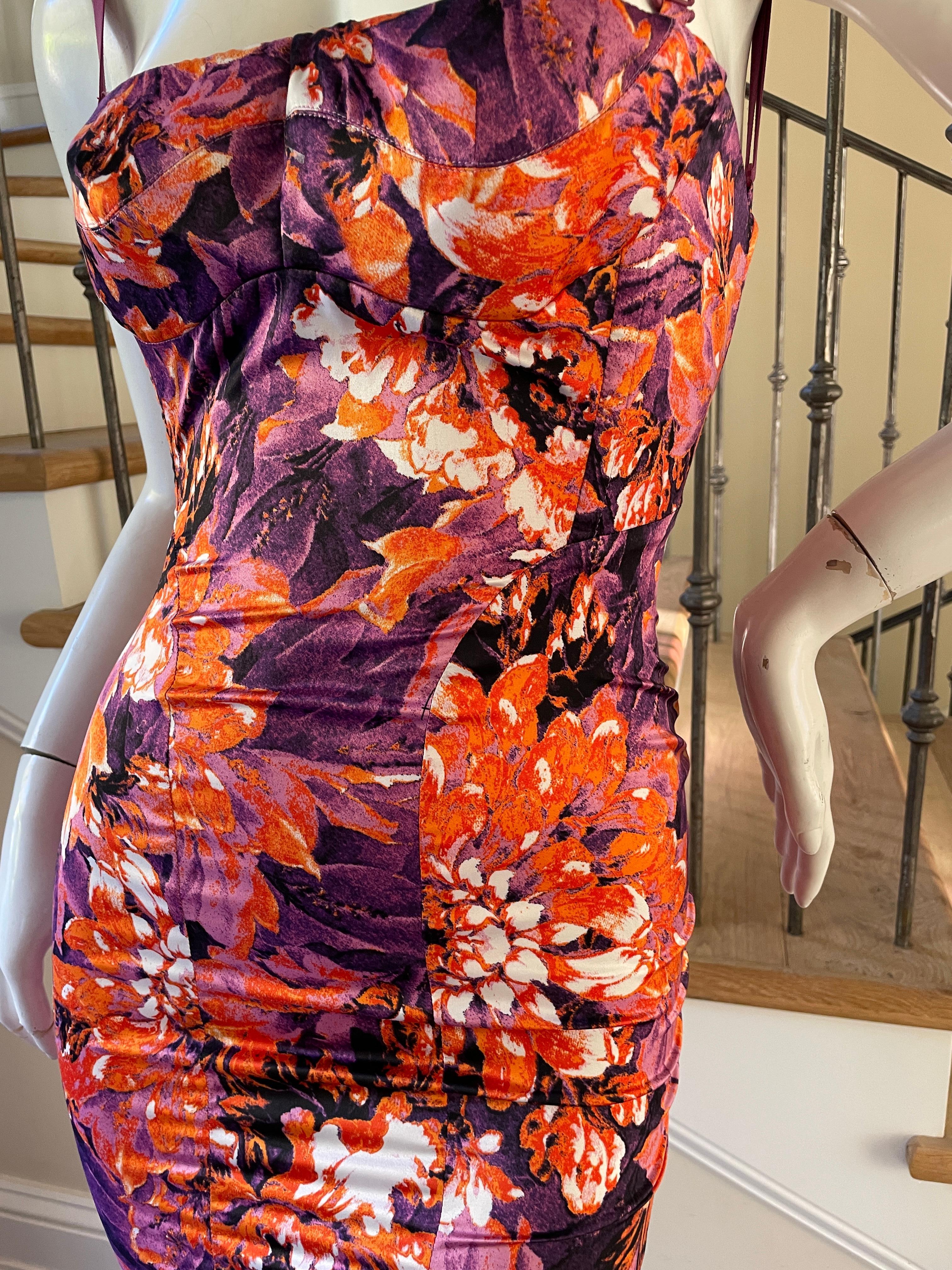 Brown Roberto Cavalli for Just Cavalli Vintage Floral Mermaid Dress with Fishtail Back For Sale