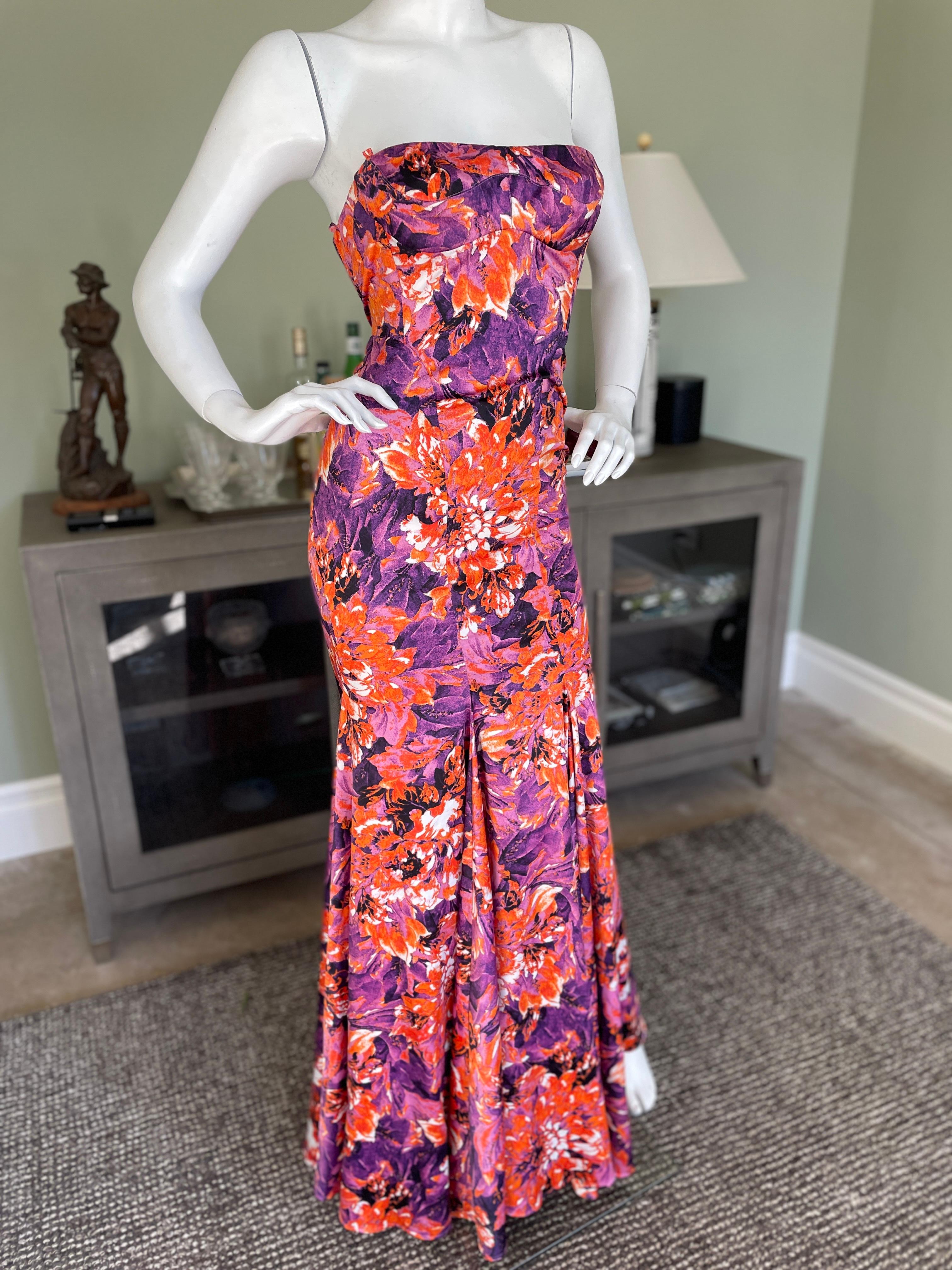Women's Roberto Cavalli for Just Cavalli Vintage Floral Mermaid Dress with Fishtail Back