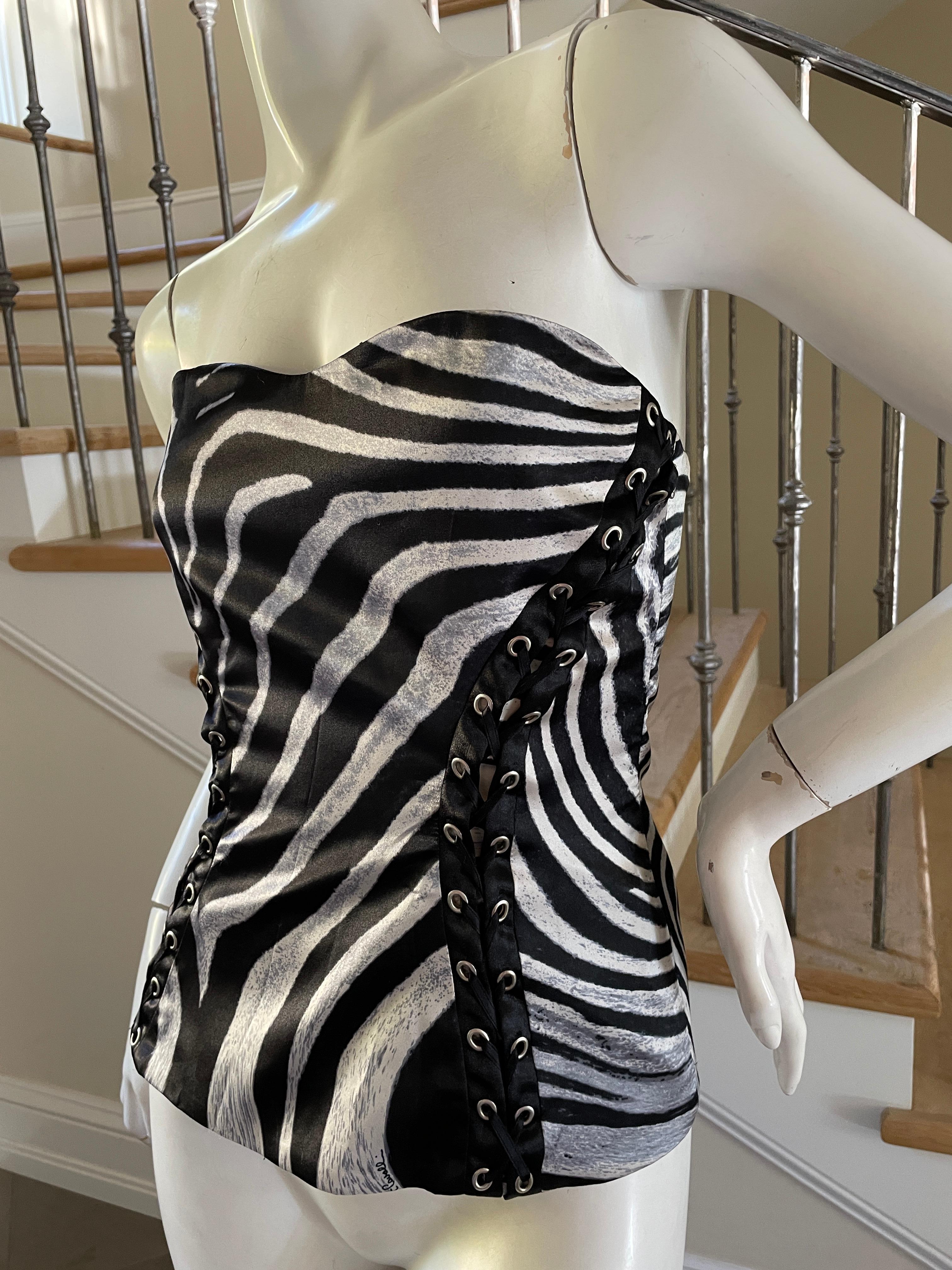 Roberto Cavalli for Just Cavalli Zebra Print Corset with Lace Up Details  For Sale 4