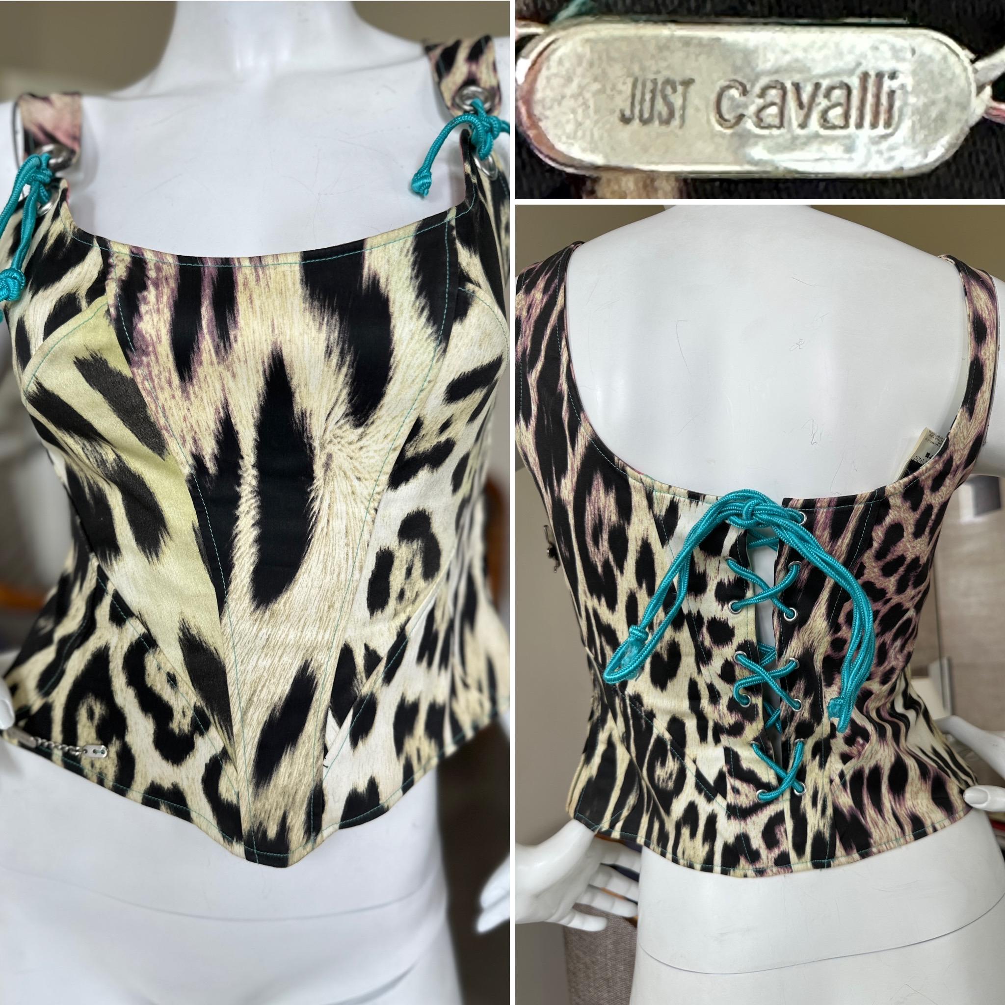 Roberto Cavalli for Just Cavalli Zebra Print Corset with Lace Up Details 
Wonderful piece , front and back.
Size 40
Bust 34'
Waist 28
