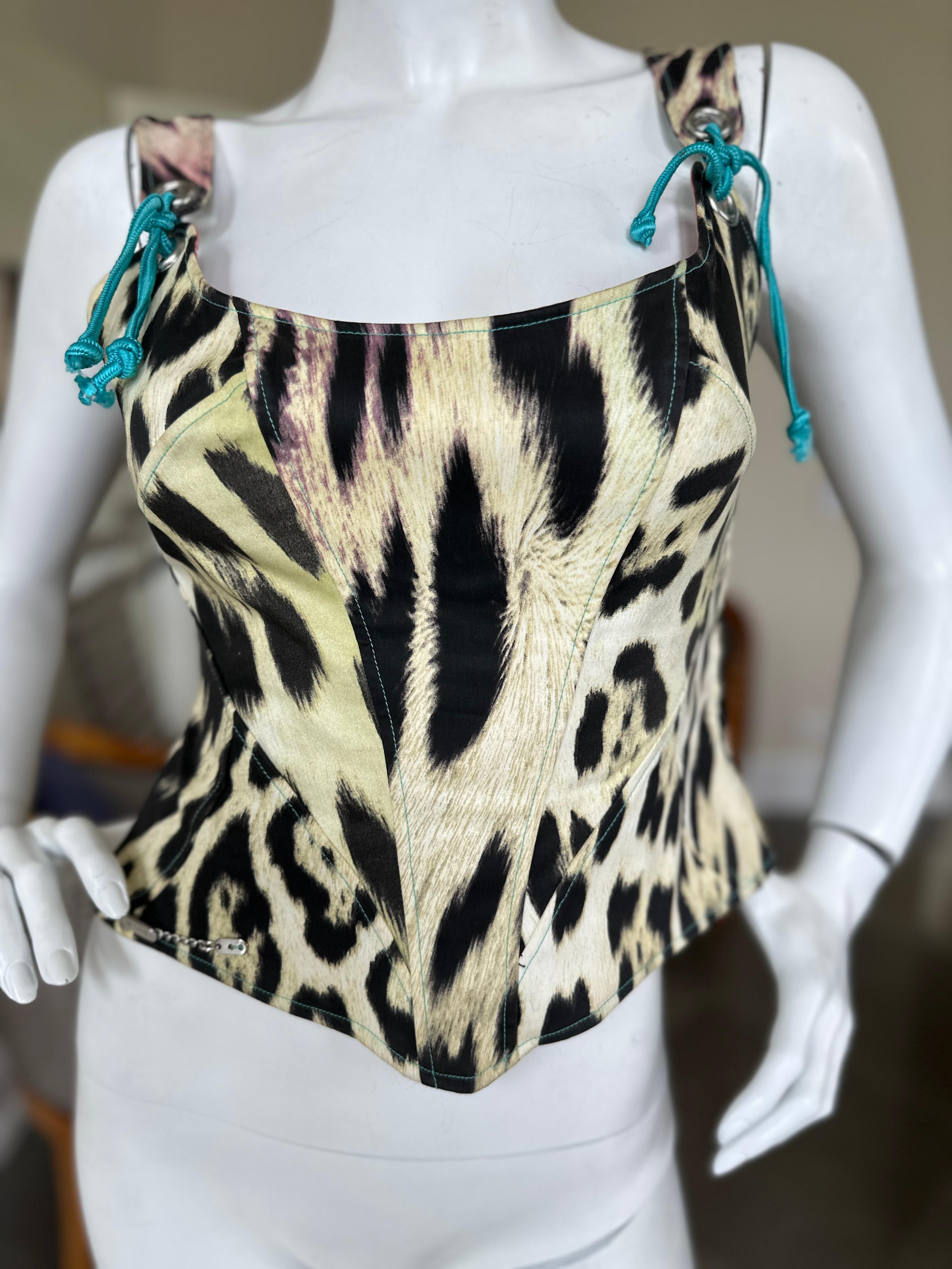 Roberto Cavalli for Just Cavalli Zebra Print Corset with Lace Up Details  In Excellent Condition For Sale In Cloverdale, CA