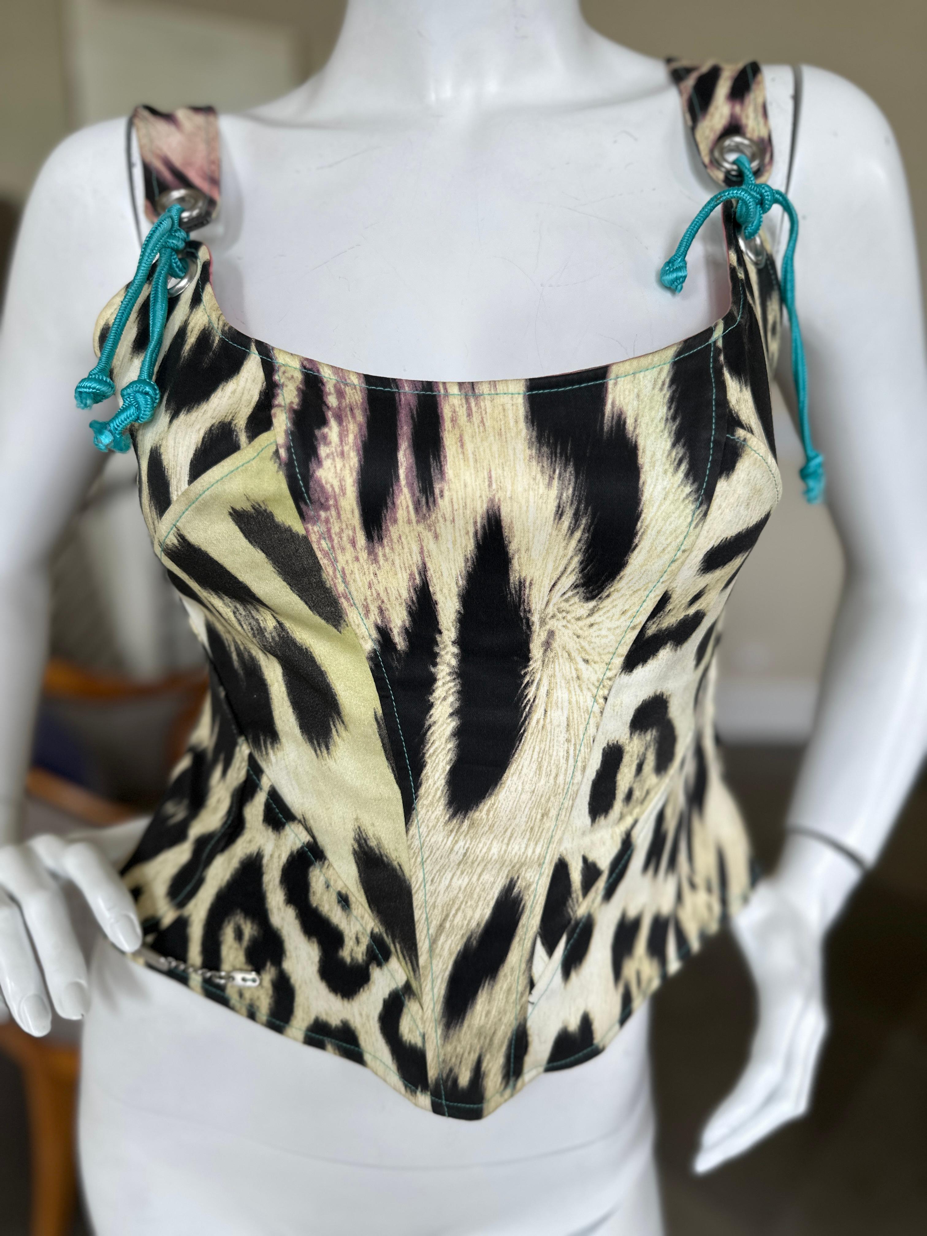 Women's or Men's Roberto Cavalli for Just Cavalli Zebra Print Corset with Lace Up Details  For Sale