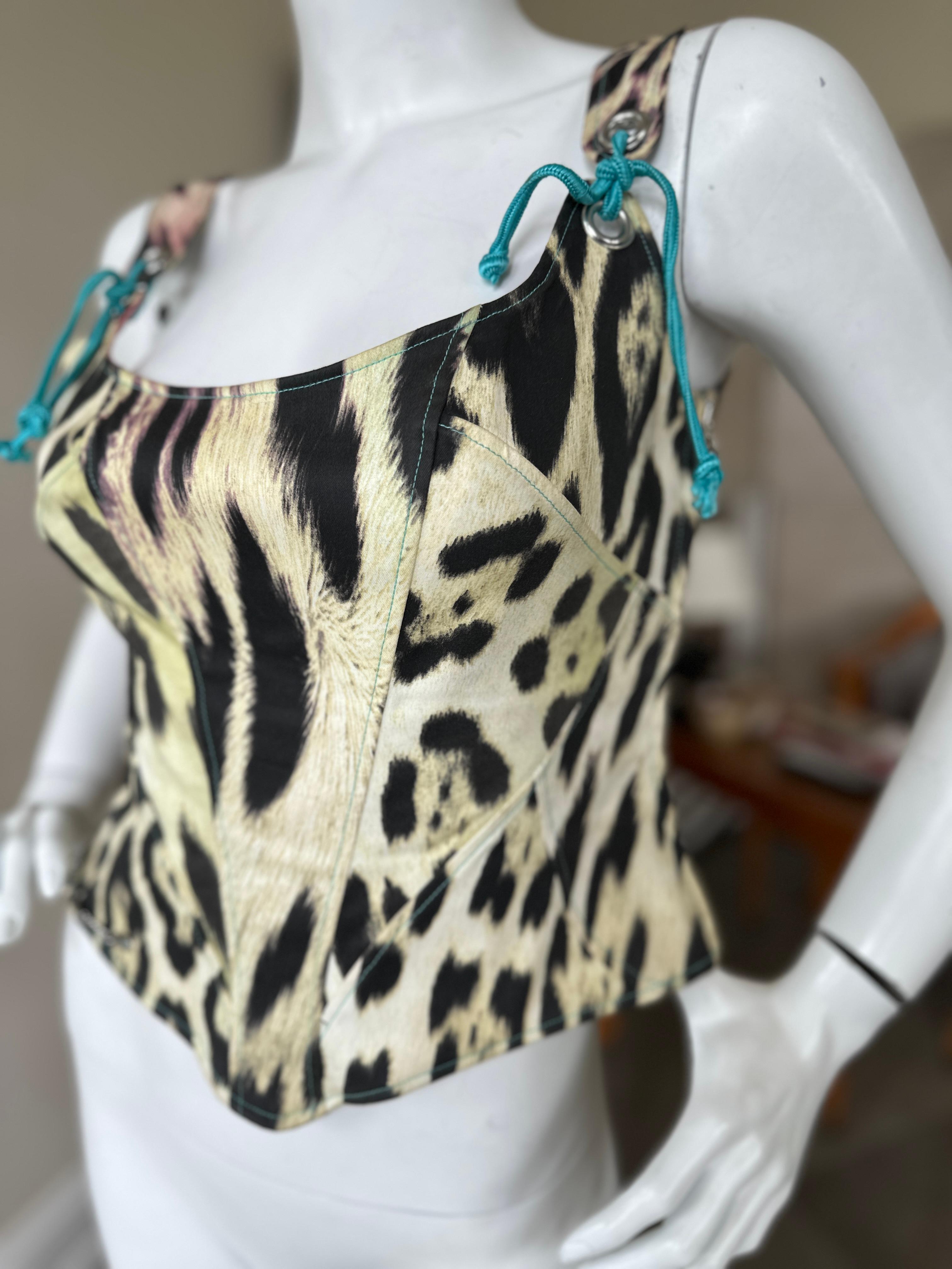 Roberto Cavalli for Just Cavalli Zebra Print Corset with Lace Up Details  For Sale 1