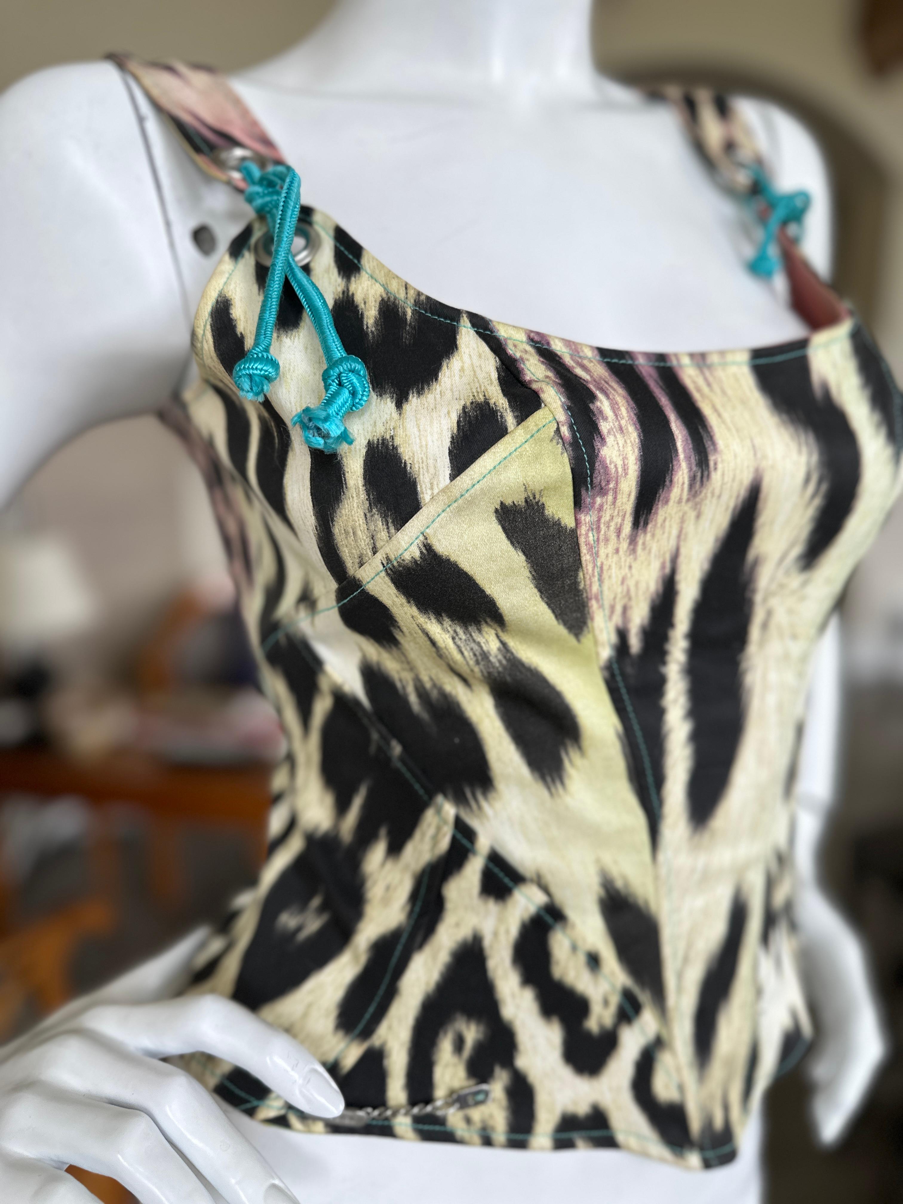 Roberto Cavalli for Just Cavalli Zebra Print Corset with Lace Up Details  For Sale 2