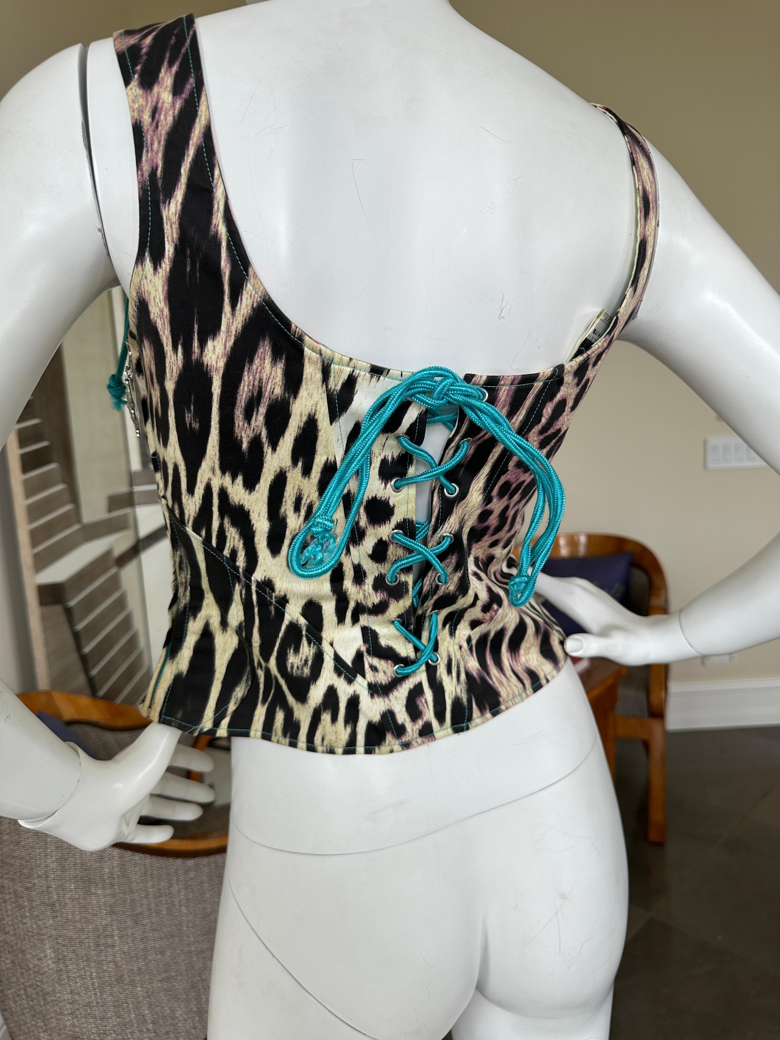 Roberto Cavalli for Just Cavalli Zebra Print Corset with Lace Up Details  For Sale 5