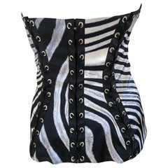 Roberto Cavalli for Just Cavalli Zebra Print Corset with Lace Up Details