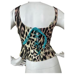 Roberto Cavalli for Just Cavalli Zebra Print Corset with Lace Up Details 