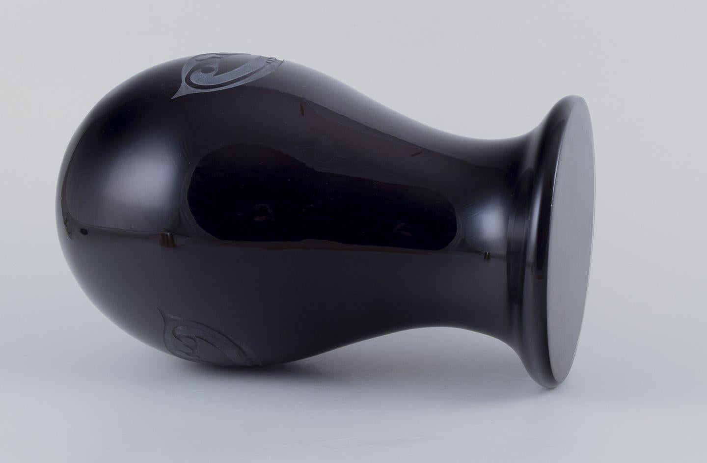 Roberto Cavalli for Murano. Floor vase made of black art glass. 21st C. For Sale 1