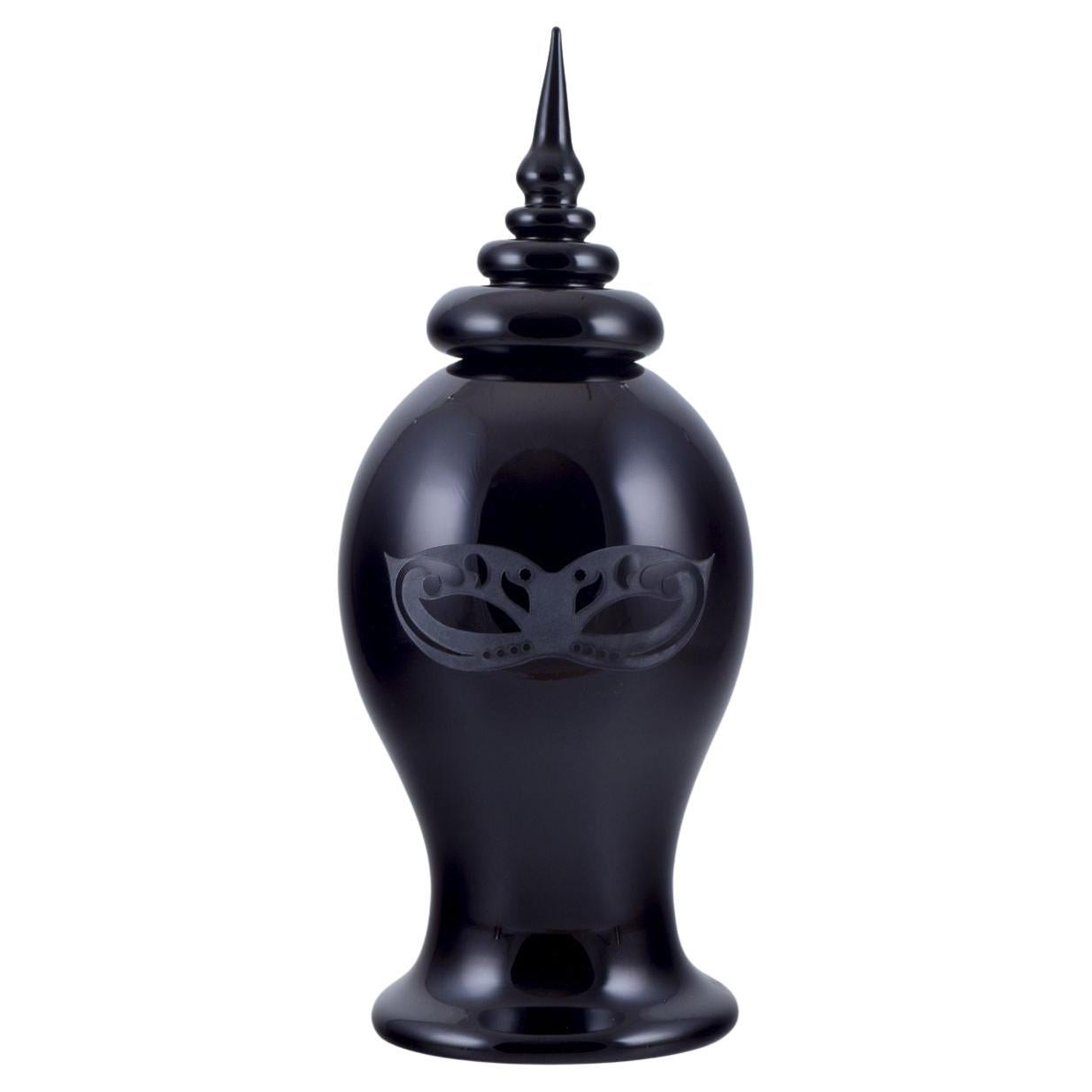 Roberto Cavalli for Murano. Floor vase made of black art glass. 21st C. For Sale