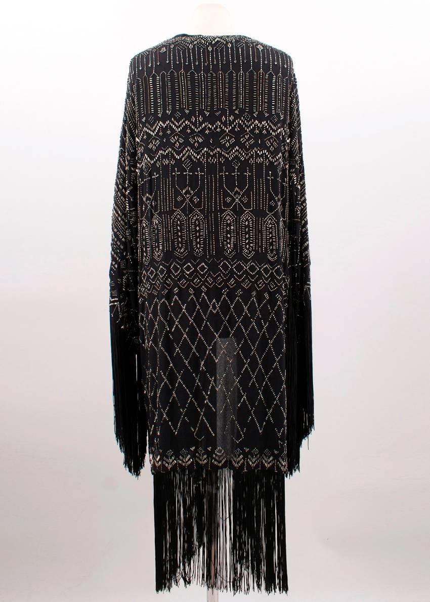 Roberto Cavalli Fringed Beaded Silk-chiffon Jacket (Size: US 4/XS)  For Sale 3