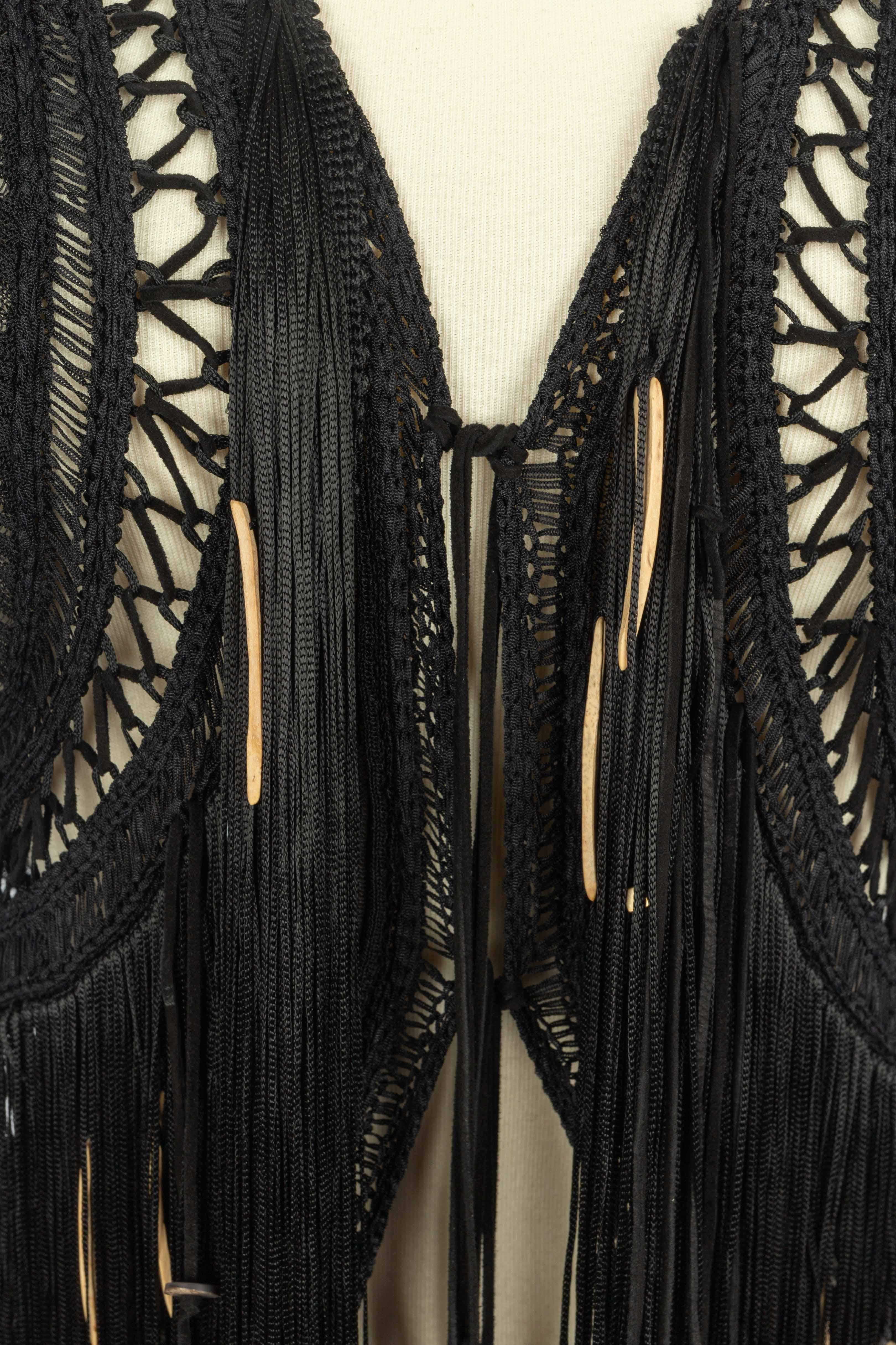Black Roberto Cavalli fringed jacket For Sale