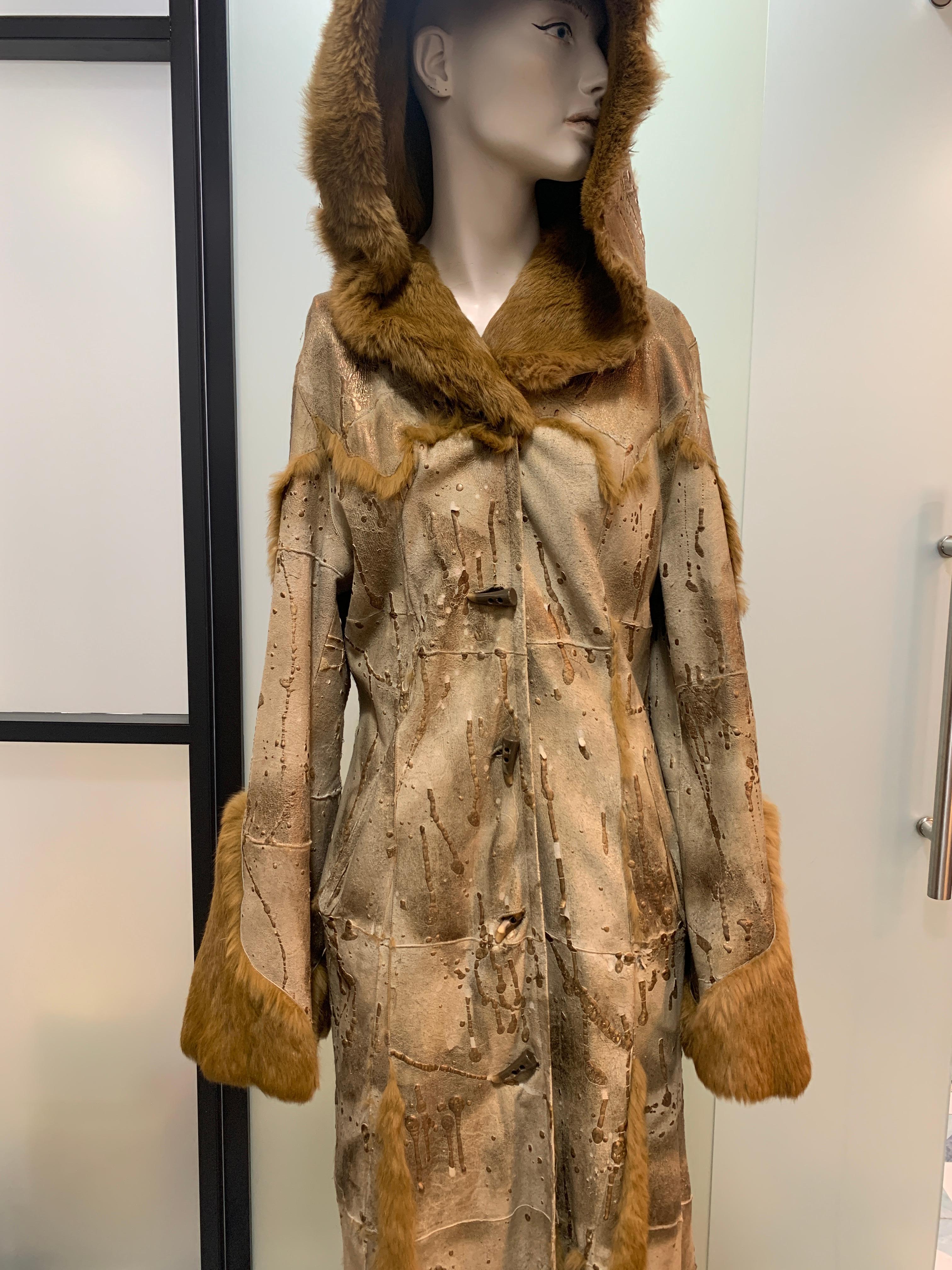Brown Roberto Cavalli Full-Length fur Sheepskin coat double-sided 1990s vintage For Sale