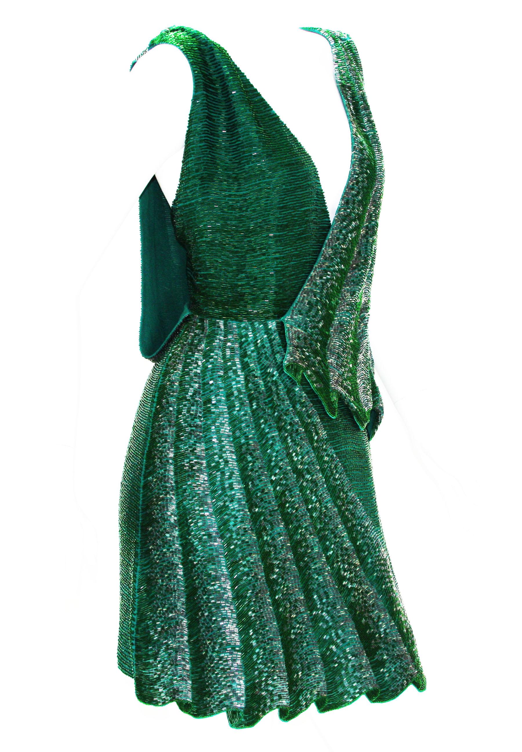 green beaded dress