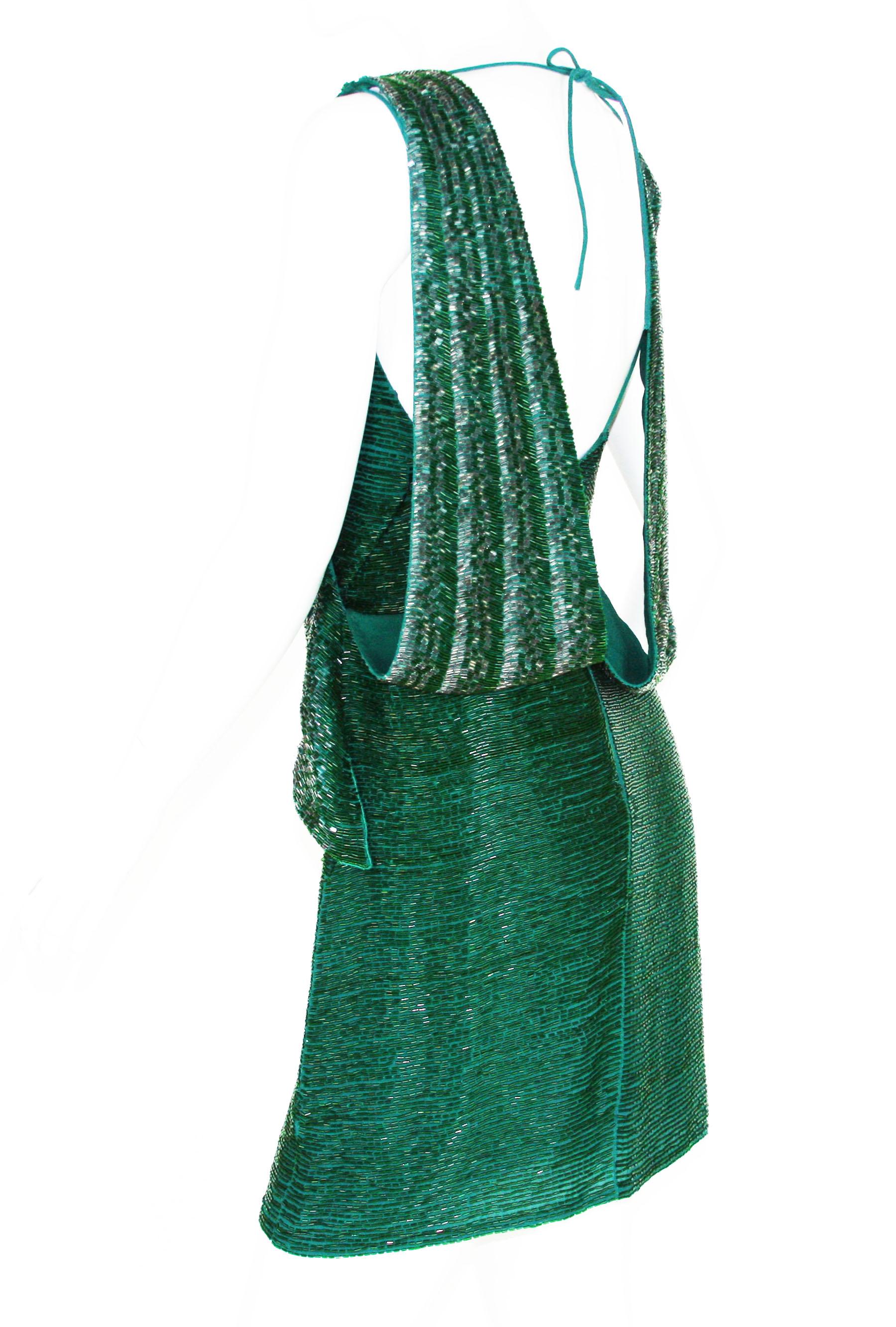 green beaded mini dress