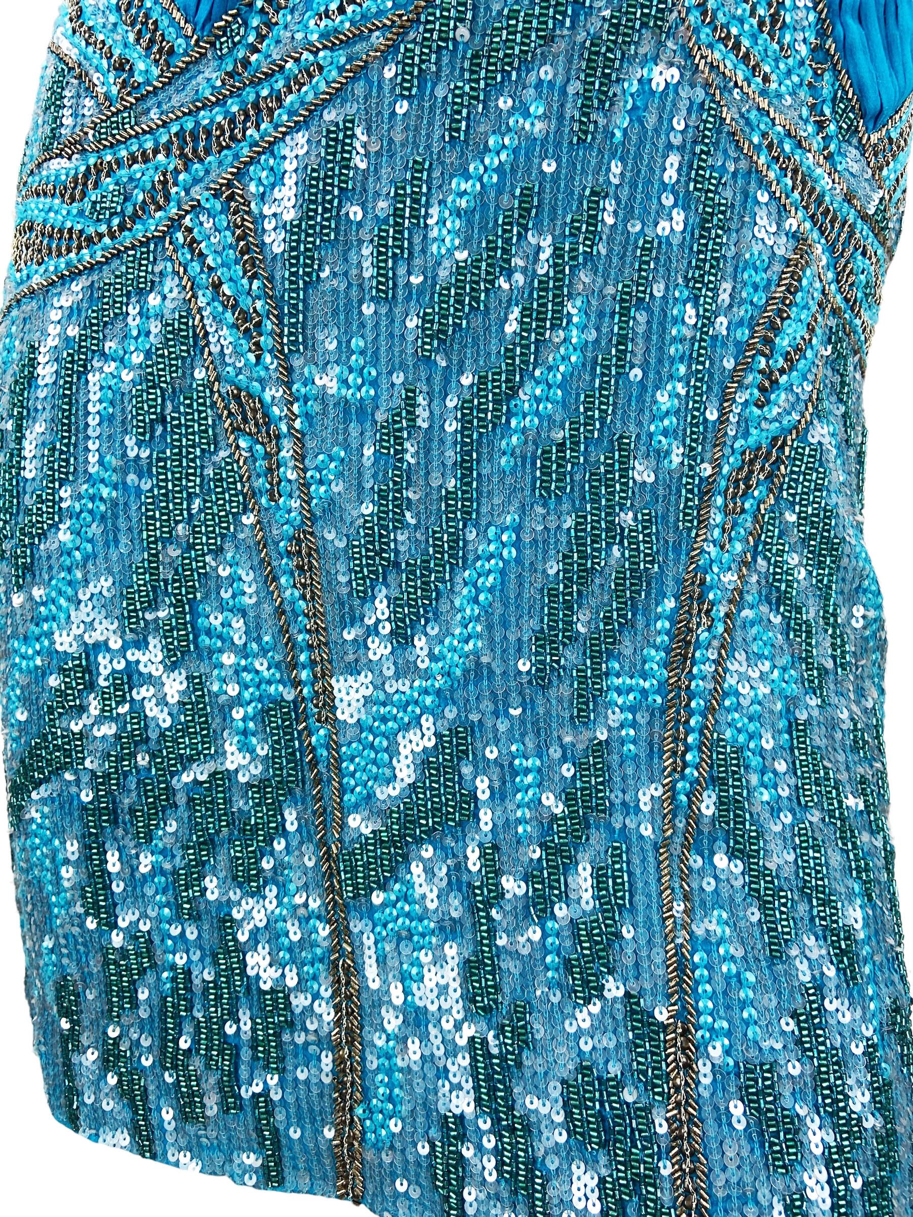 NWT Roberto Cavalli Mini Dress Blu completamente impreziosito da un corsetto in pizzo italiano 44 in vendita 5
