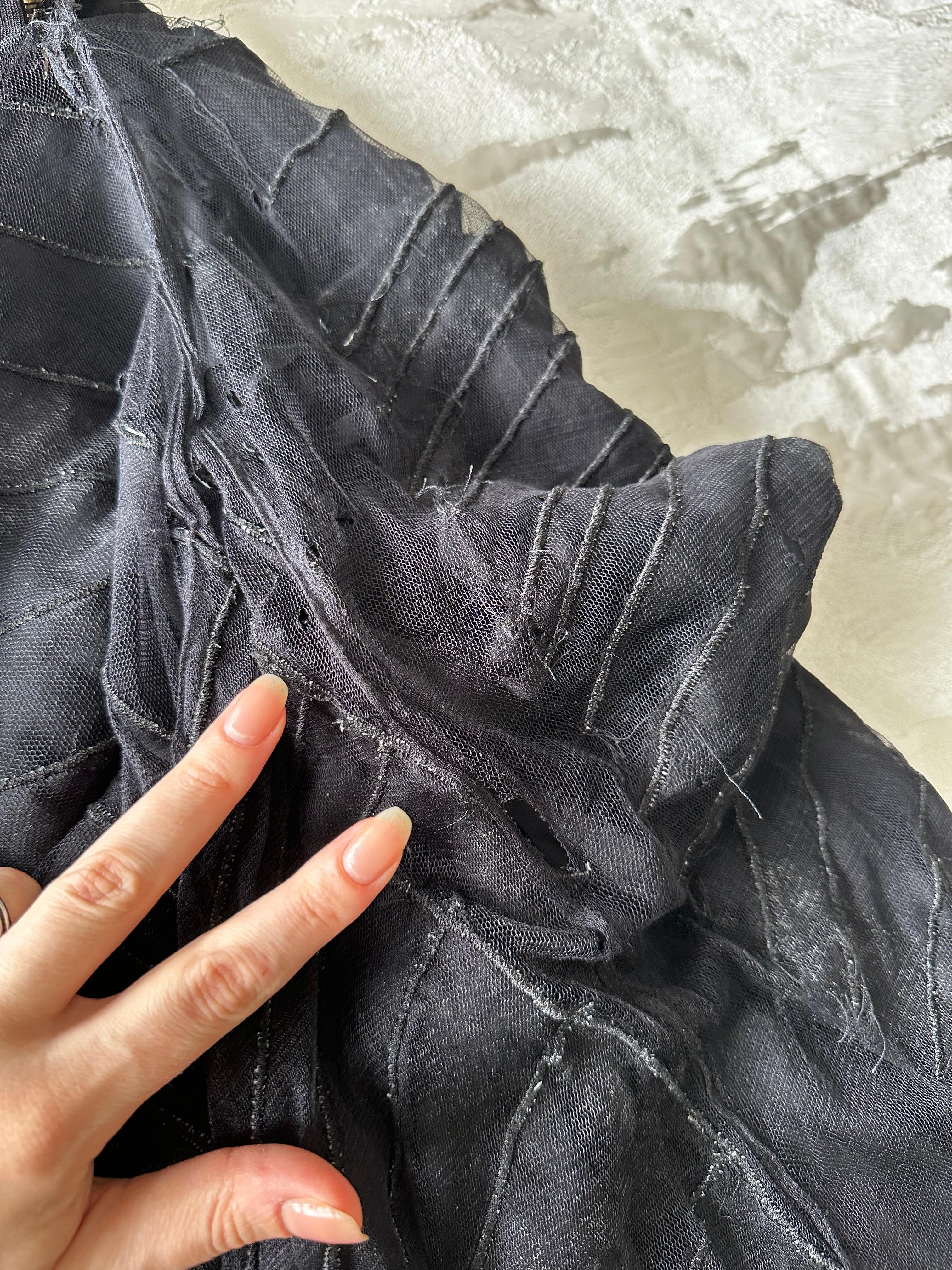 Roberto Cavalli FW 2001 runway black distressed silk maxi gown For Sale 6