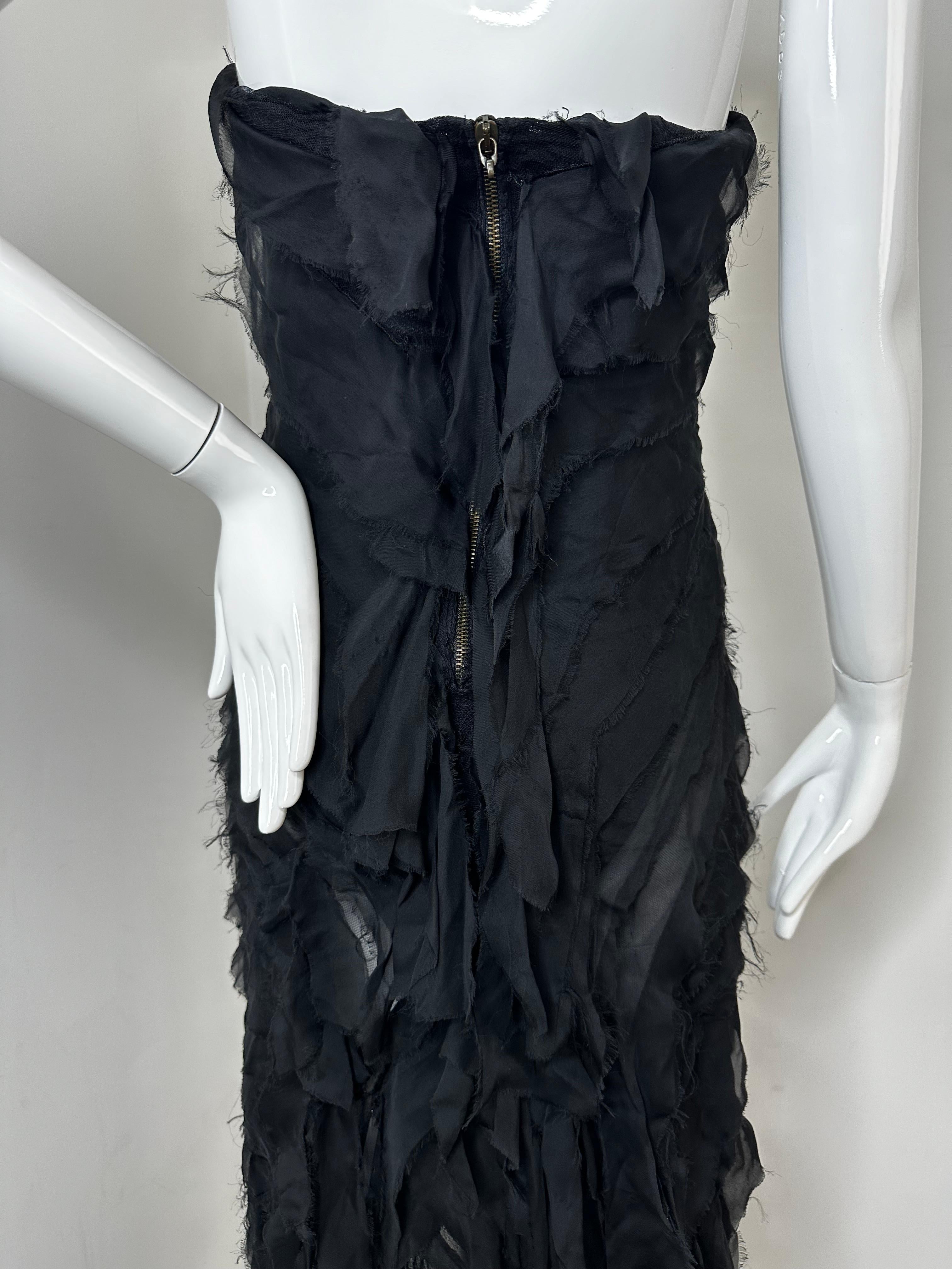 Roberto Cavalli FW 2001 runway black distressed silk maxi gown For Sale 4