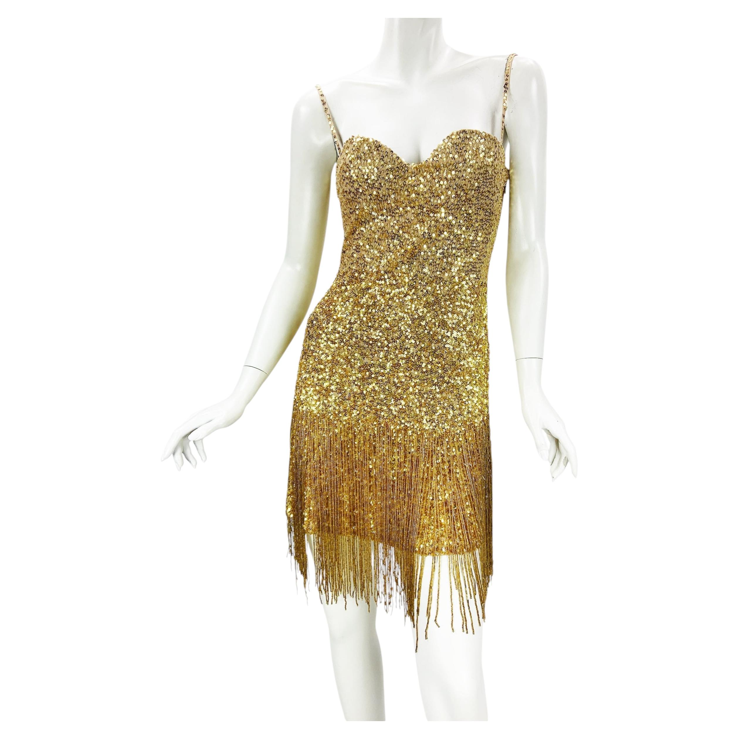 Roberto Cavalli FW 2007 wie gesehen an Britney Spears Gold verziertes Minikleid