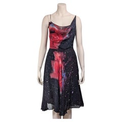 Vintage Roberto Cavalli Galaxy Print Silk Midi Dress