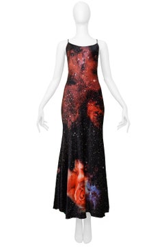 Roberto Cavalli Galaxy Print Slip Dress With Glitter