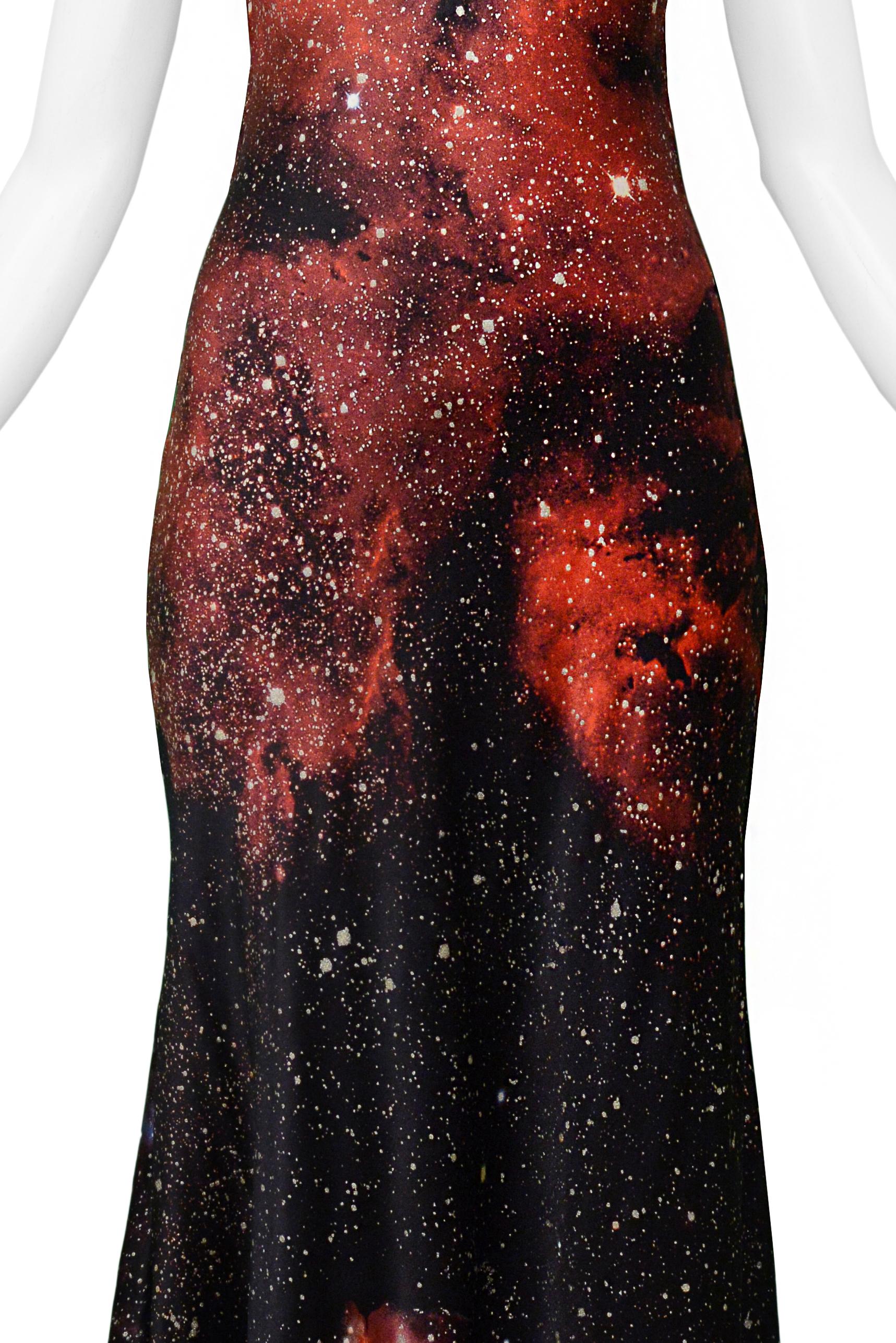 Roberto Cavalli Galaxie Druck Slip Kleid mit Glitter (Schwarz)