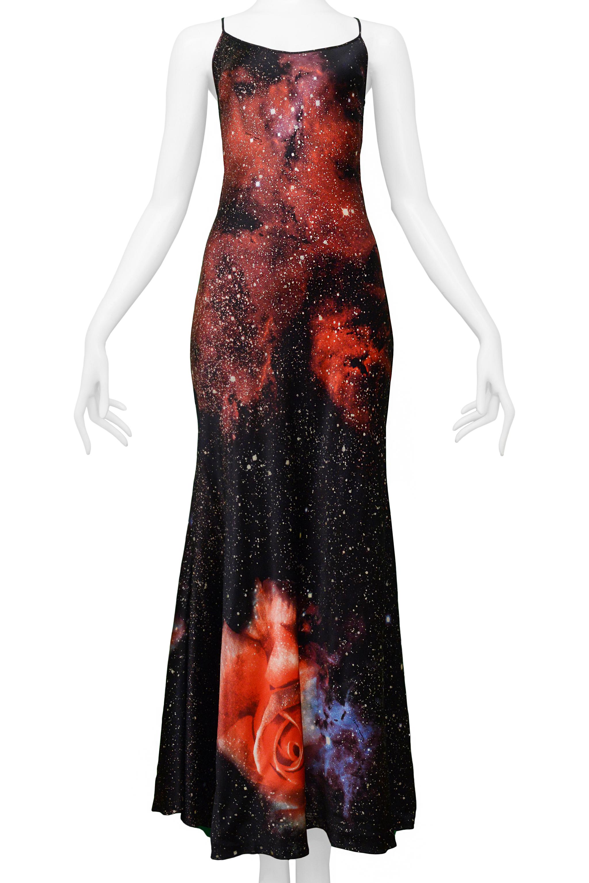 Roberto Cavalli Galaxie Druck Slip Kleid mit Glitter im Zustand „Hervorragend“ in Los Angeles, CA