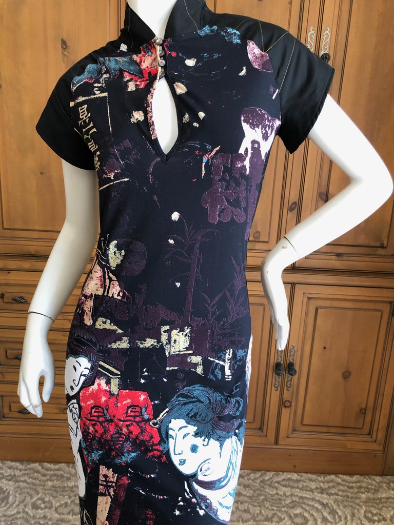 Roberto Cavalli Geisha Print Cheongsam Style Dress for Just Cavalli