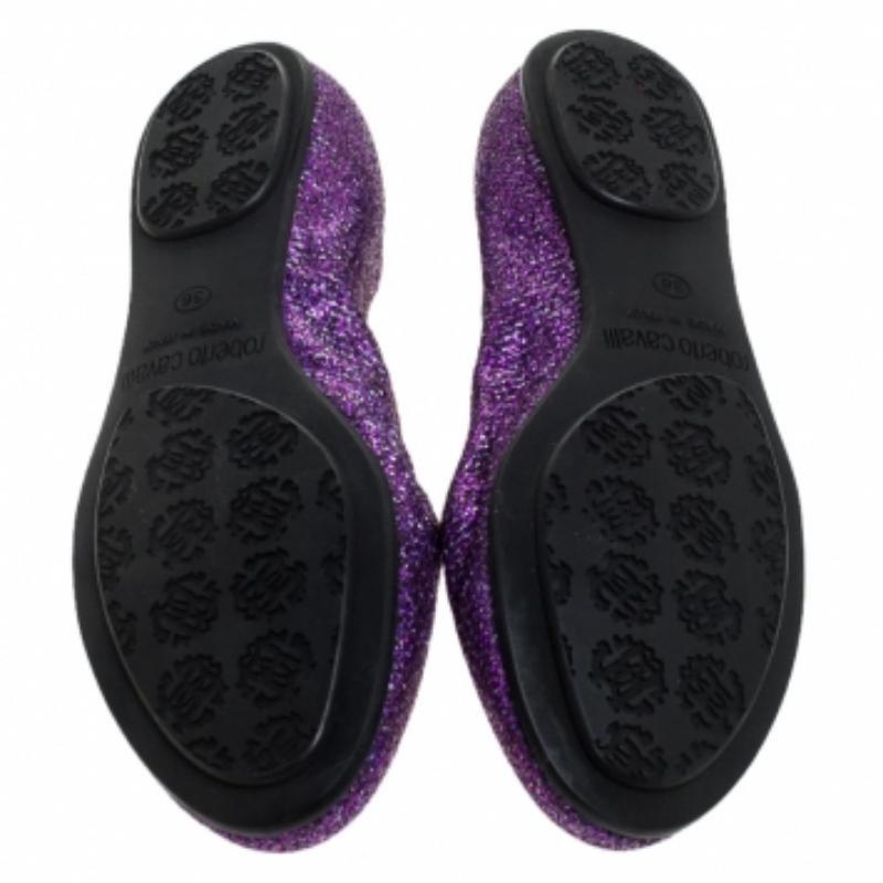 Roberto Cavalli Glitterstoff Slip On Loafers Größe 36 im Angebot 2