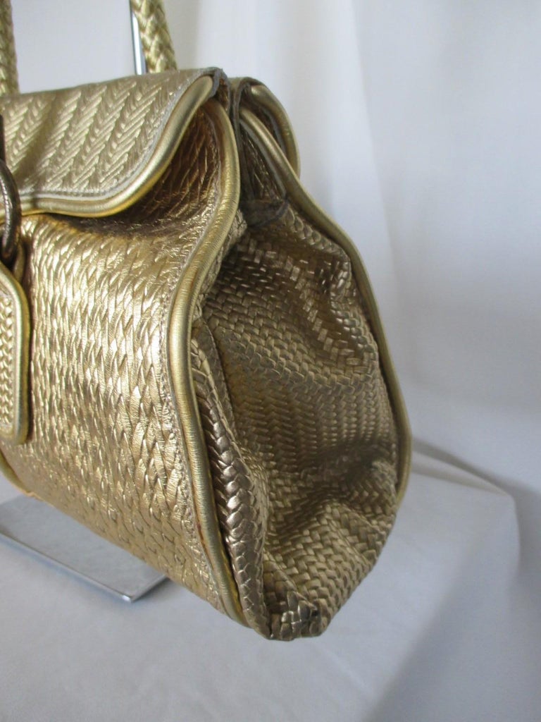 Gray Roberto Cavalli Gold Baguette Bag For Sale