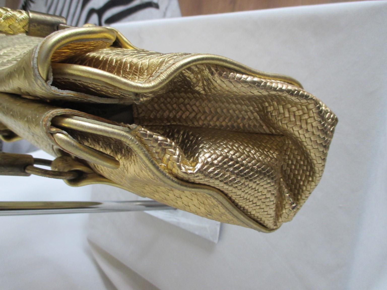Roberto Cavalli Gold Baguette Bag In Good Condition For Sale In Amsterdam, NL