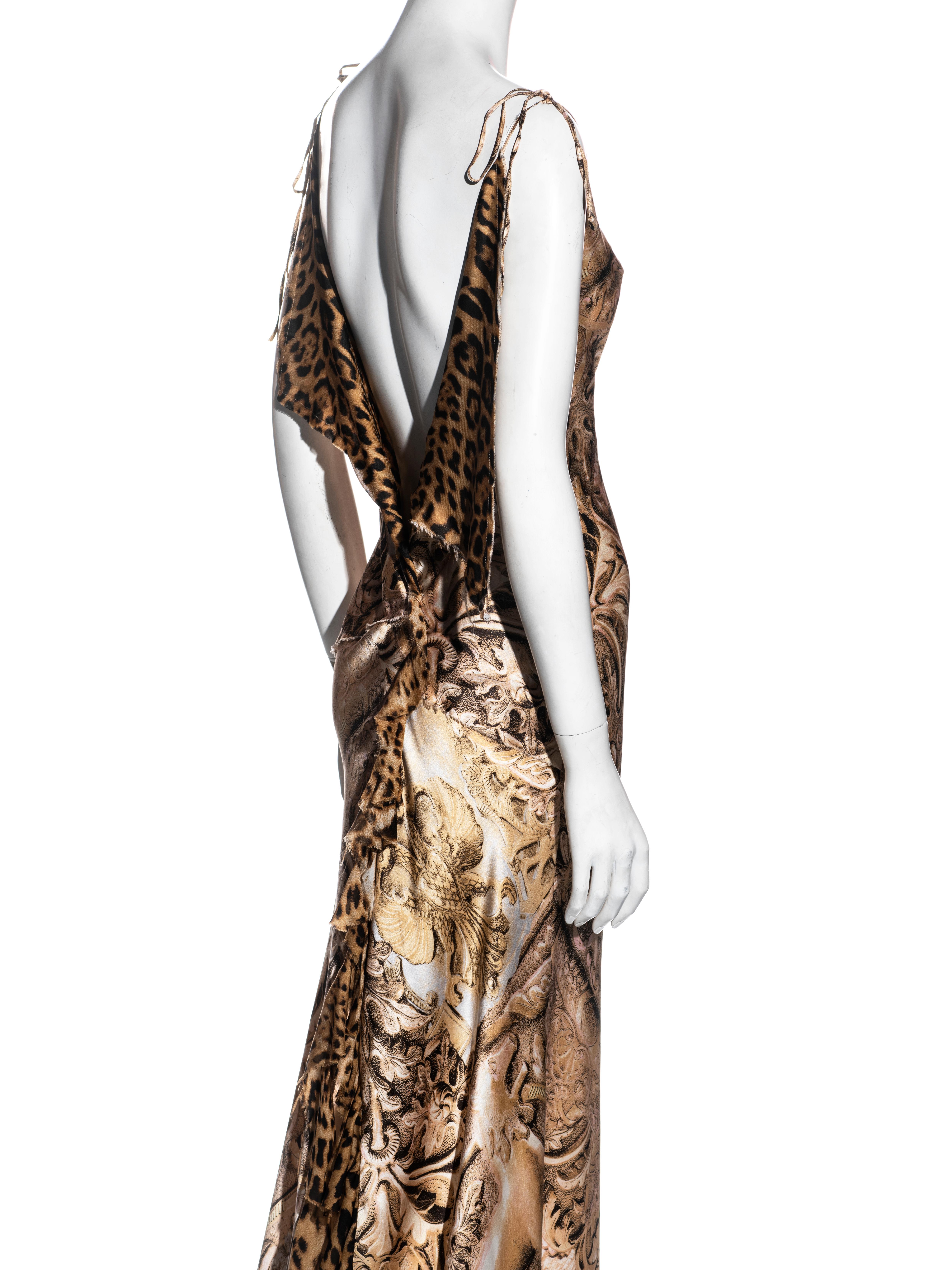 Roberto Cavalli gold baroque and leopard print silk evening dress, fw 2001 1