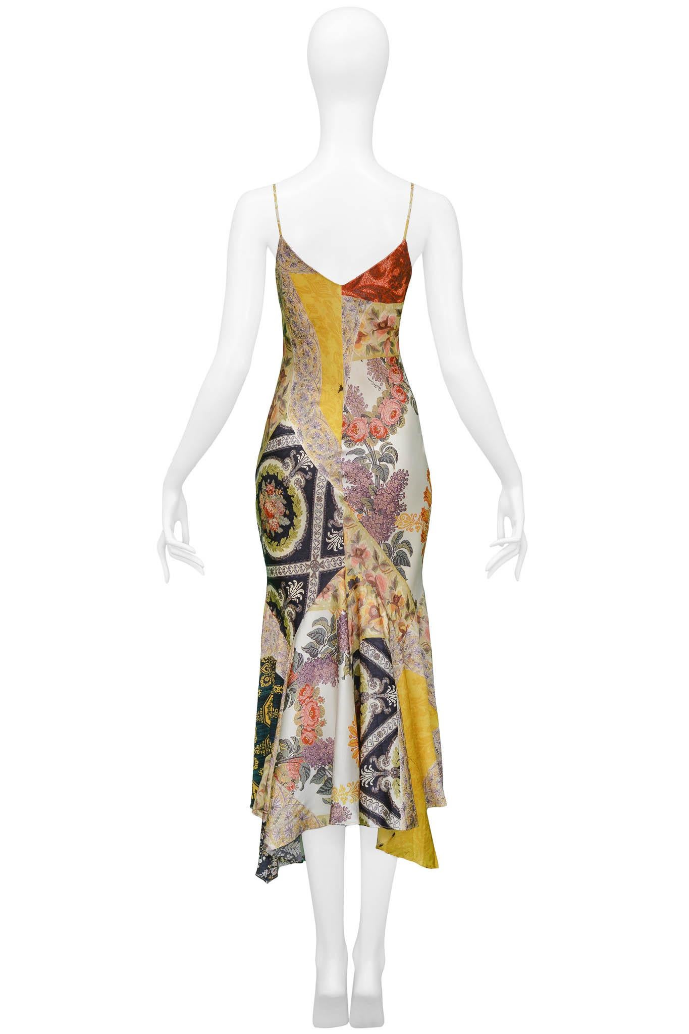 Roberto Cavalli Gold Baroque Floral Fancy Silk Slip Dress For Sale 5