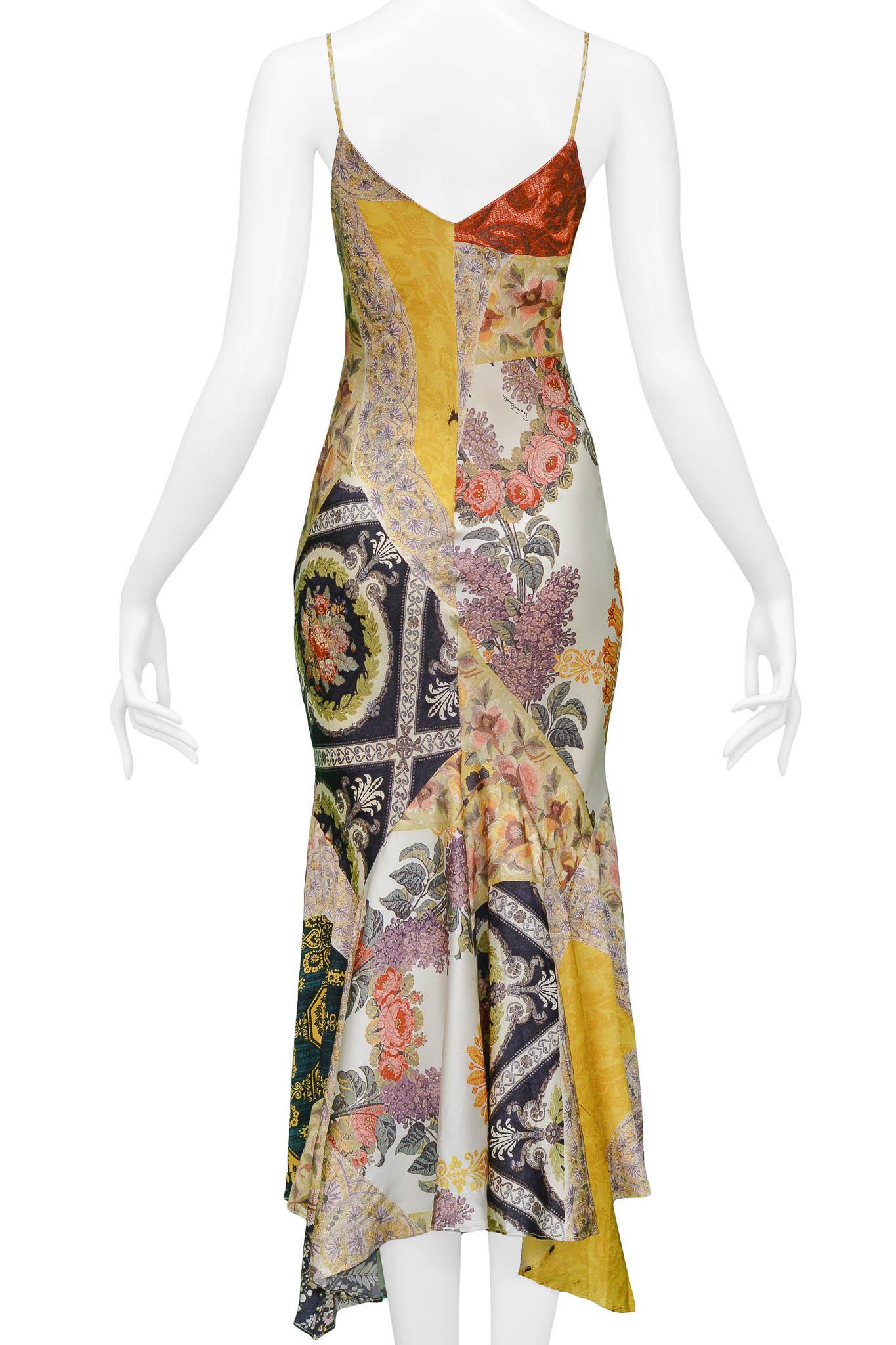 Roberto Cavalli Gold Baroque Floral Fancy Silk Slip Dress For Sale 2