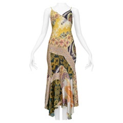 Roberto Cavalli Gold Baroque Floral Fancy Silk Slip Dress