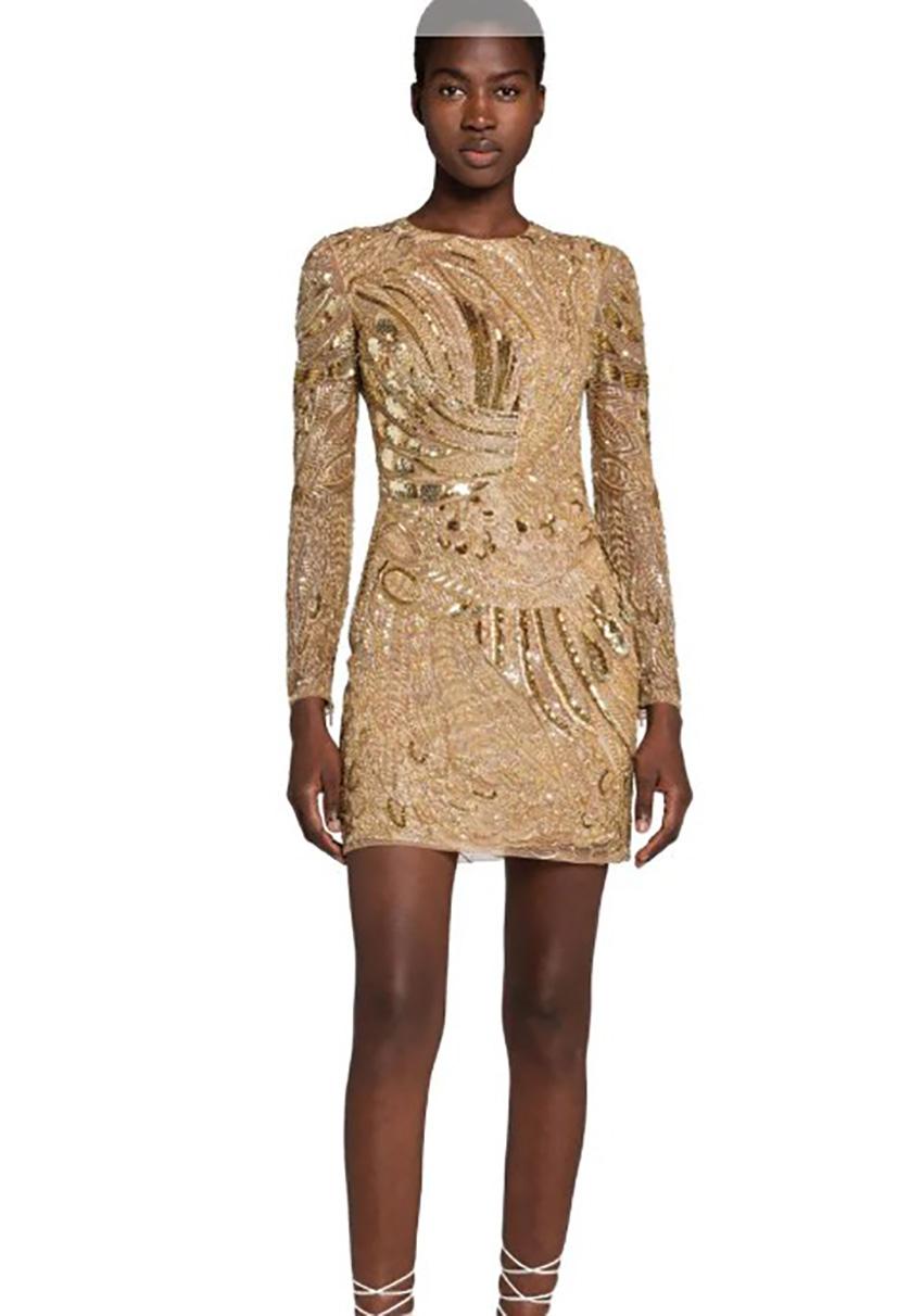 Gold beaded mini dress new arrivals
