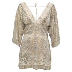 Roberto Cavalli - Mini robe en soie ornée d'or S