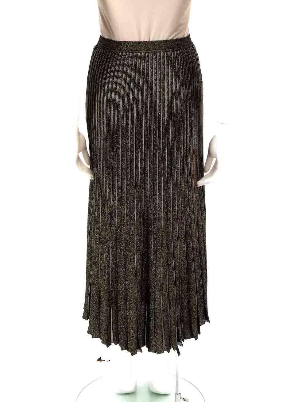 Roberto Cavalli Gold Metallic Pleated Knit Skirt Size XS In Good Condition For Sale In London, GB