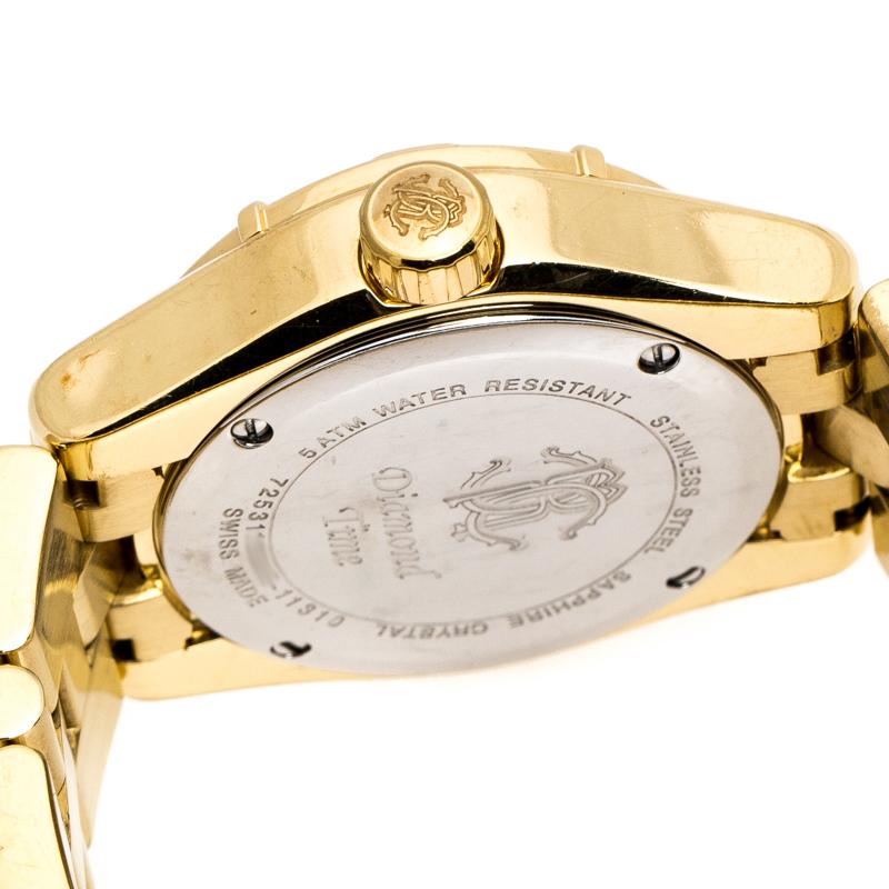 Roberto Cavalli Gold Plated 'Diamond Time' 7253116565 Women's Wristwatch 38 mm In Good Condition In Dubai, Al Qouz 2