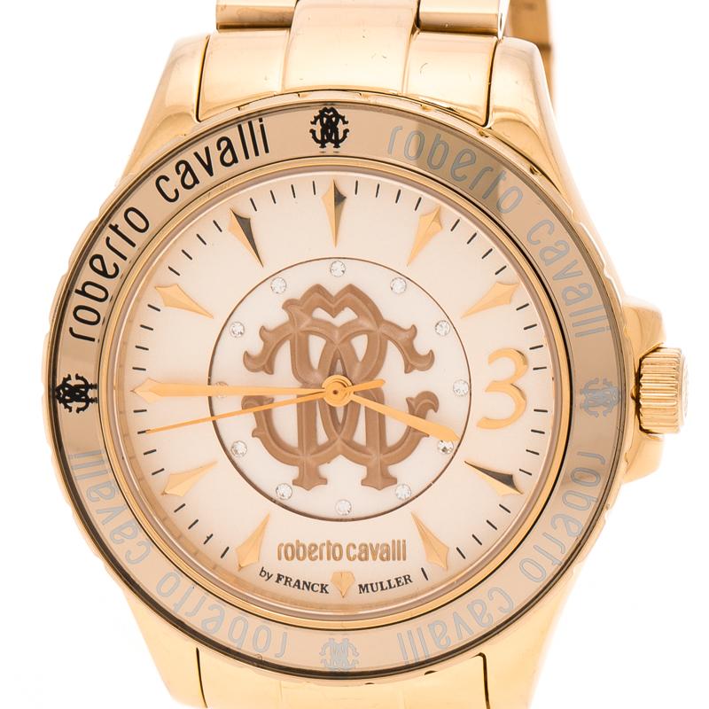 Roberto Cavalli Gold Plated Stainless Steel RV1L001M0036 Women's Wristwatch 41 m (Zeitgenössisch)