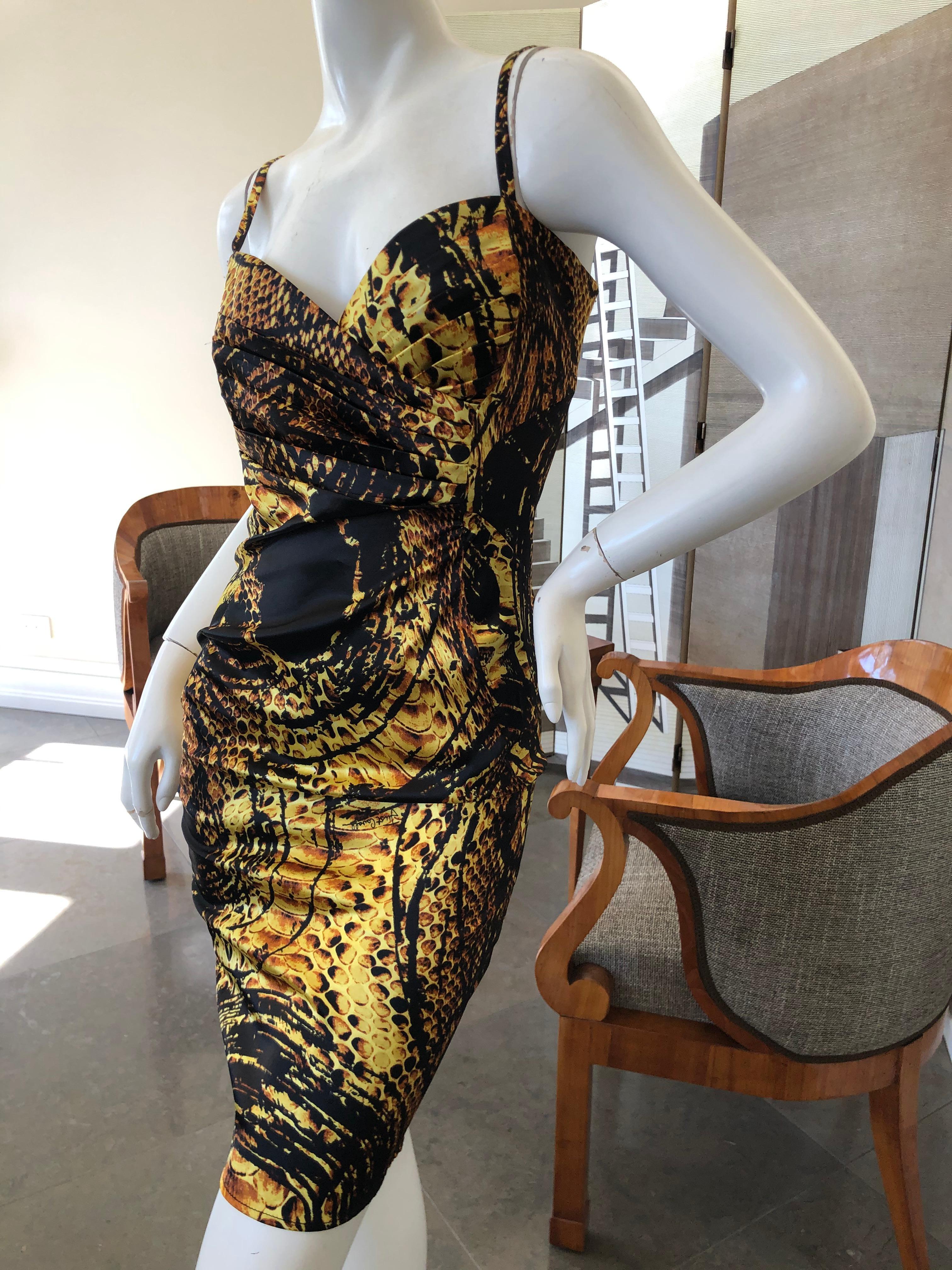 Black Roberto Cavalli Gold Reptile Print Cocktail Dress for Just Cavalli For Sale